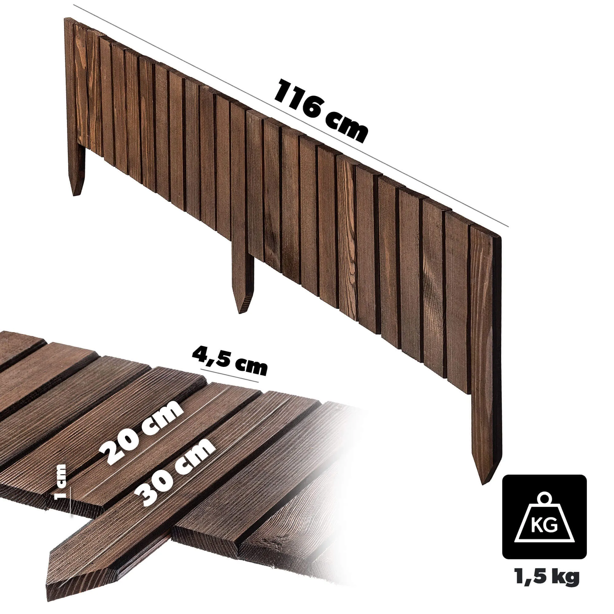 Medinė ritininė tvora Ansjo, apvadai 115 x 20 cm, ruda