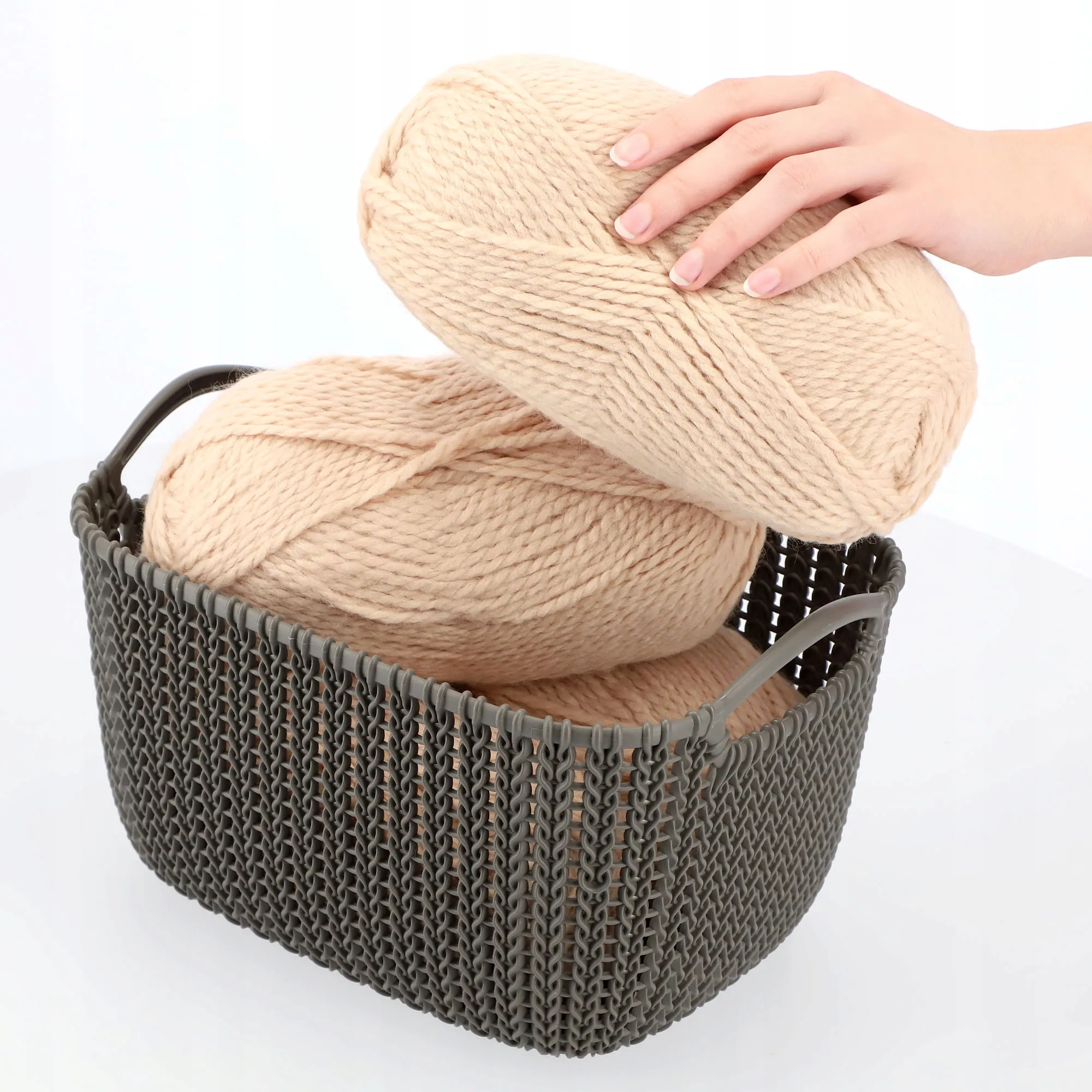 Stačiakampis krepšelis 8L Curver Knit, rudas
