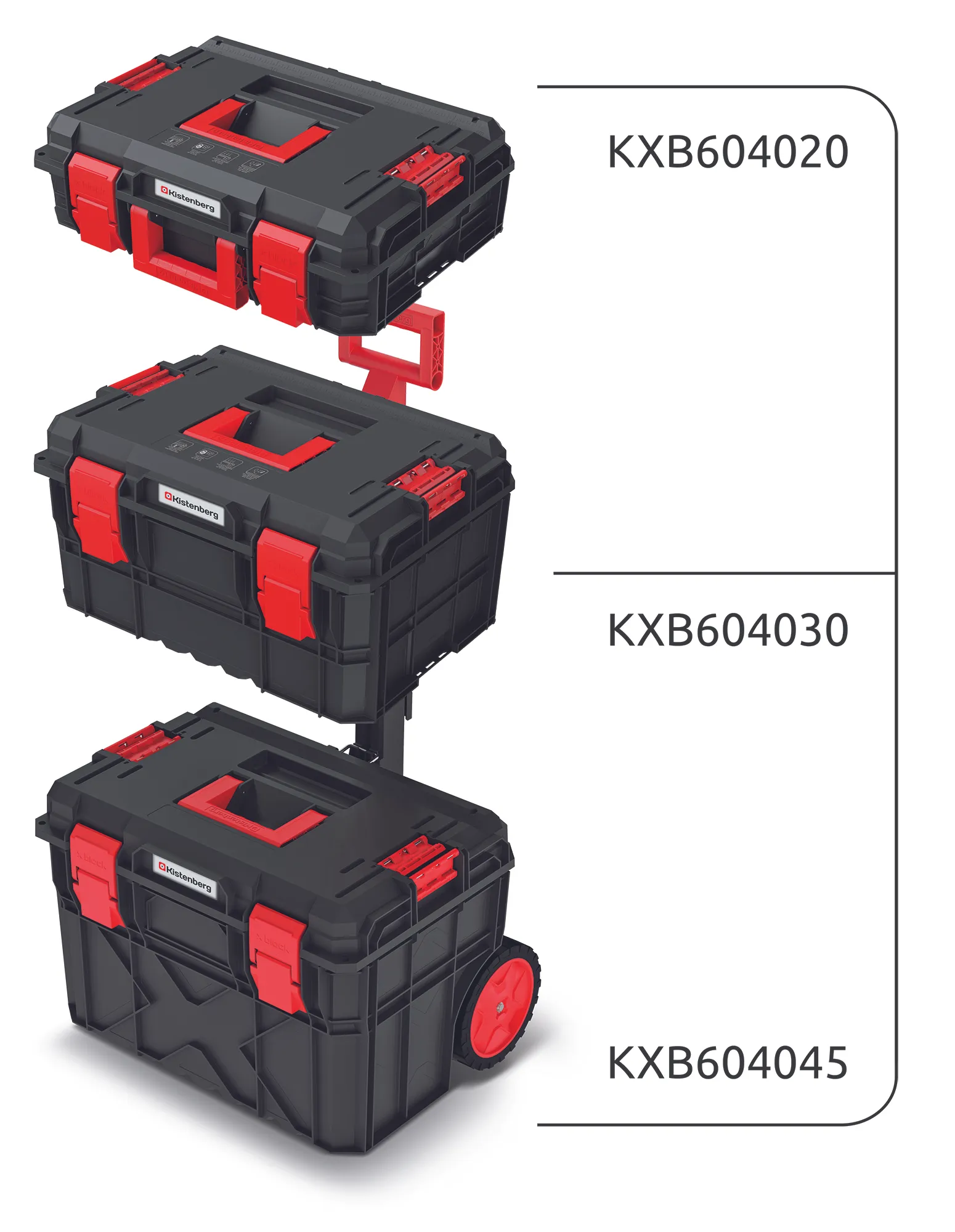 KISTENBERG X Block PRO 3in1 įrankių dėžės rinkinys – KXBS604095 – juoda