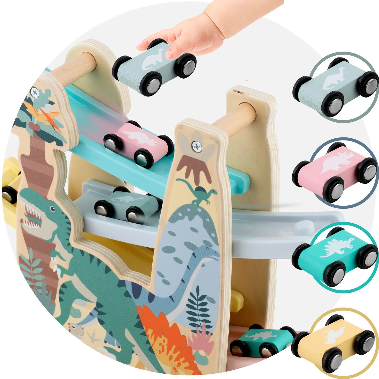 Medinis žaislinis čiuožykla su mašinėlėmis RK-867 Ricokids - nuotrauka 1