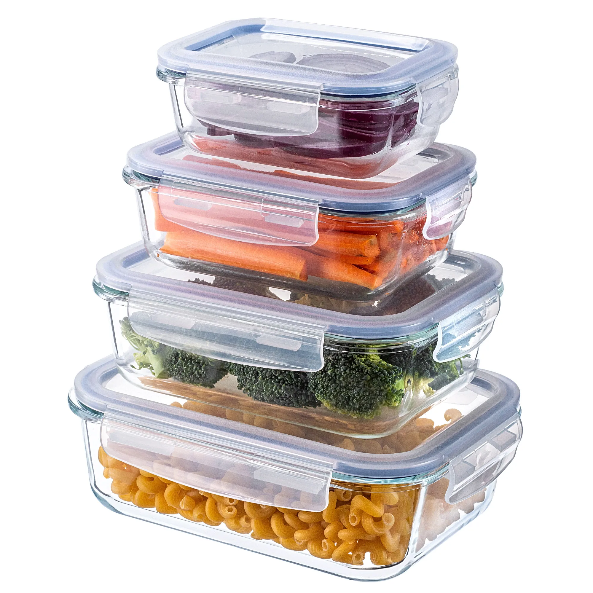 Athie stačiakampių indelių rinkinys 370 ml + 640 ml + 1040 ml + 1520 ml