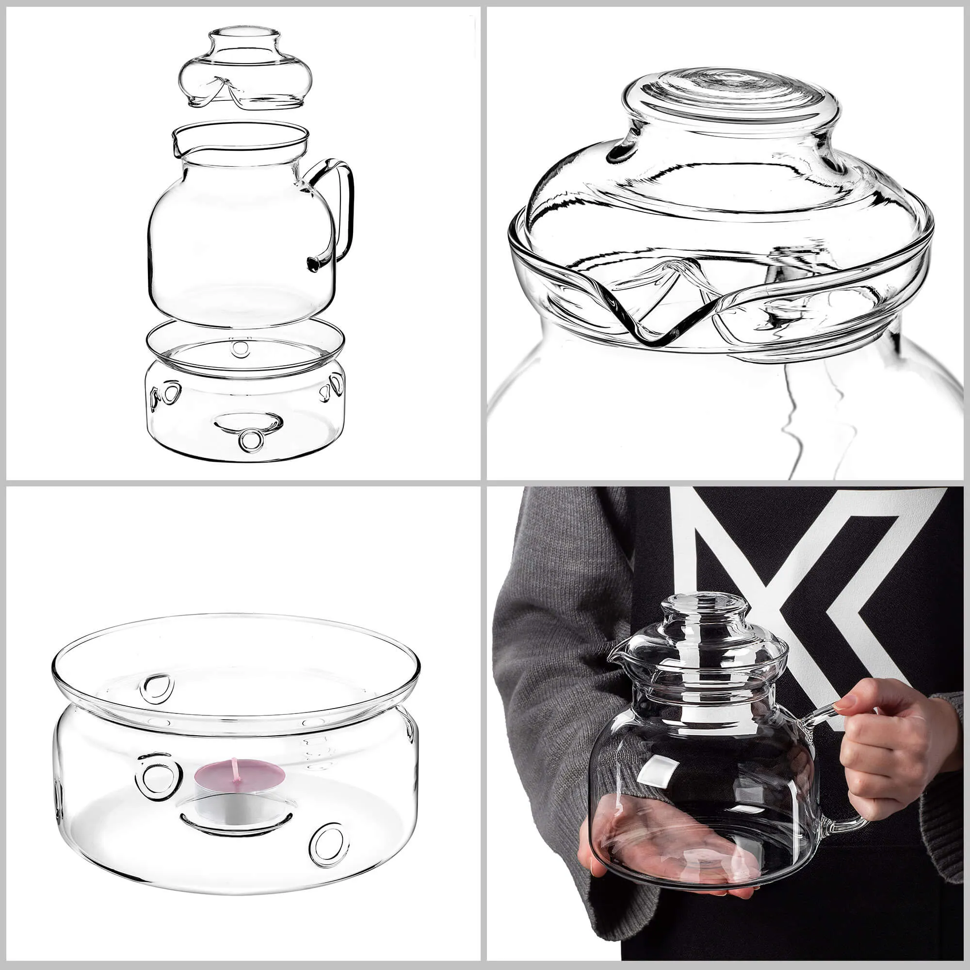 Risel 1,5 l karščiui atsparus ąsotis su šildytuvu