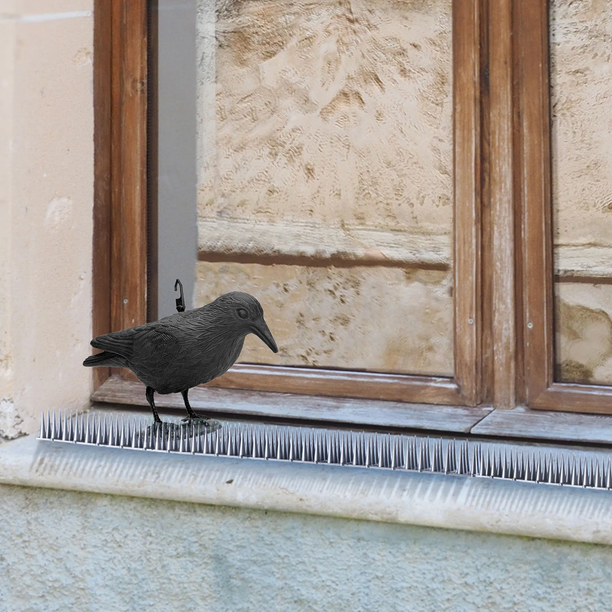 Plastikiniai paukščių spygliai 6 vnt., sidabriniai + varnas