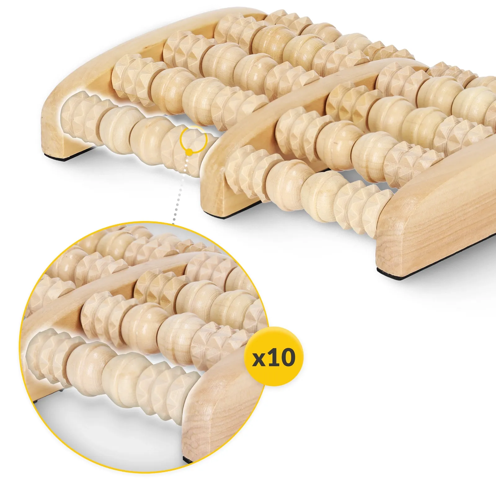 Medinis profiliuotas pėdų masažo volelis