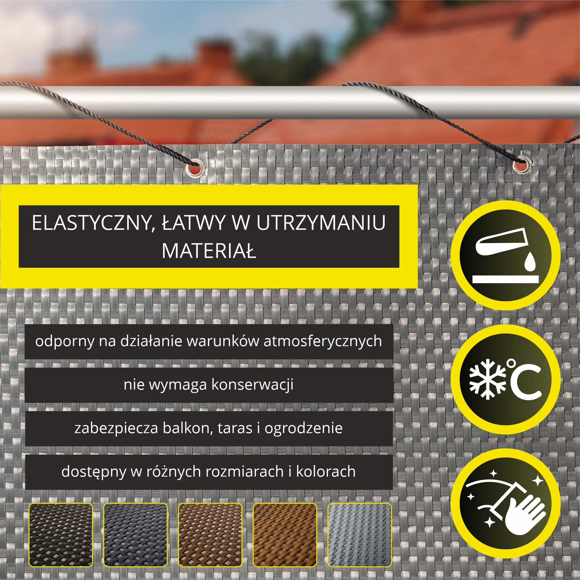 Espa balkono uždangalas 90 x 500 cm, antracito spalvos
