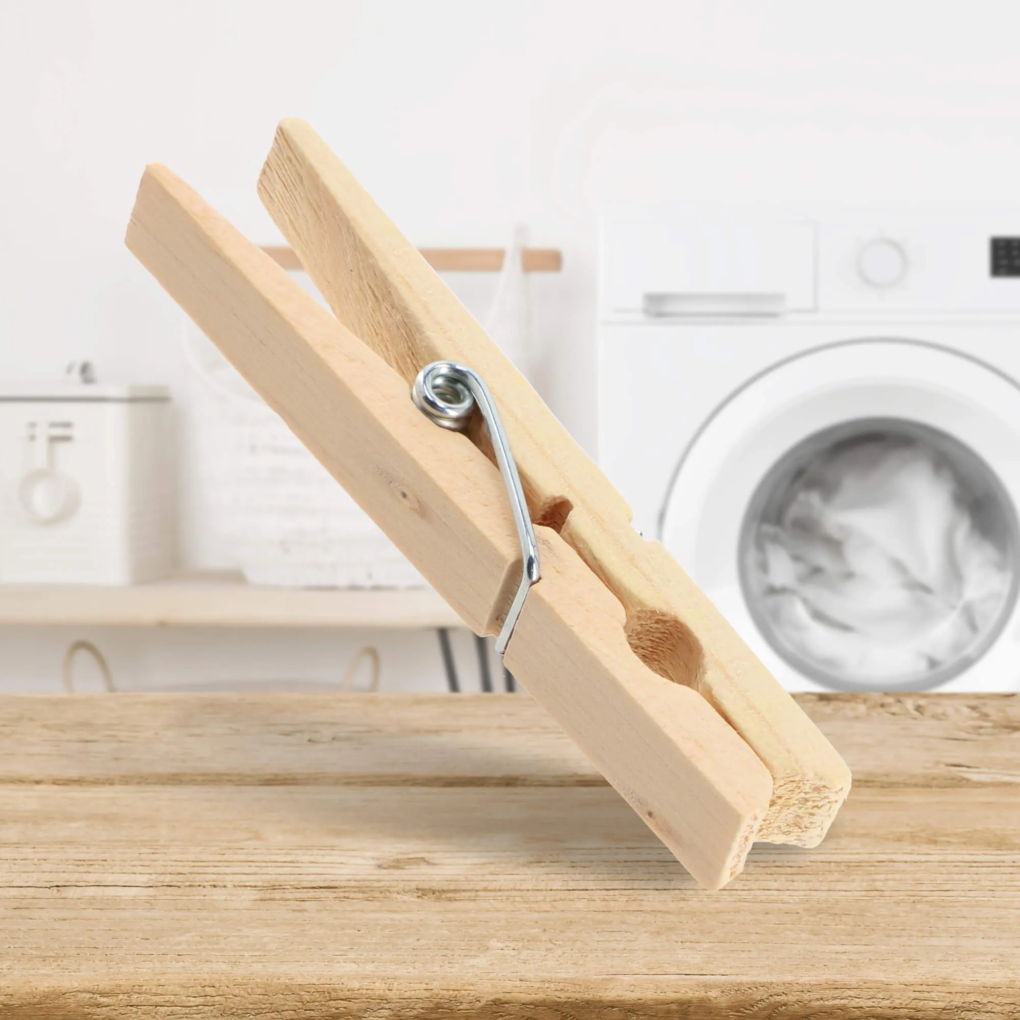 Mediniai skalbinių segtukai, rudi, 10 vnt.