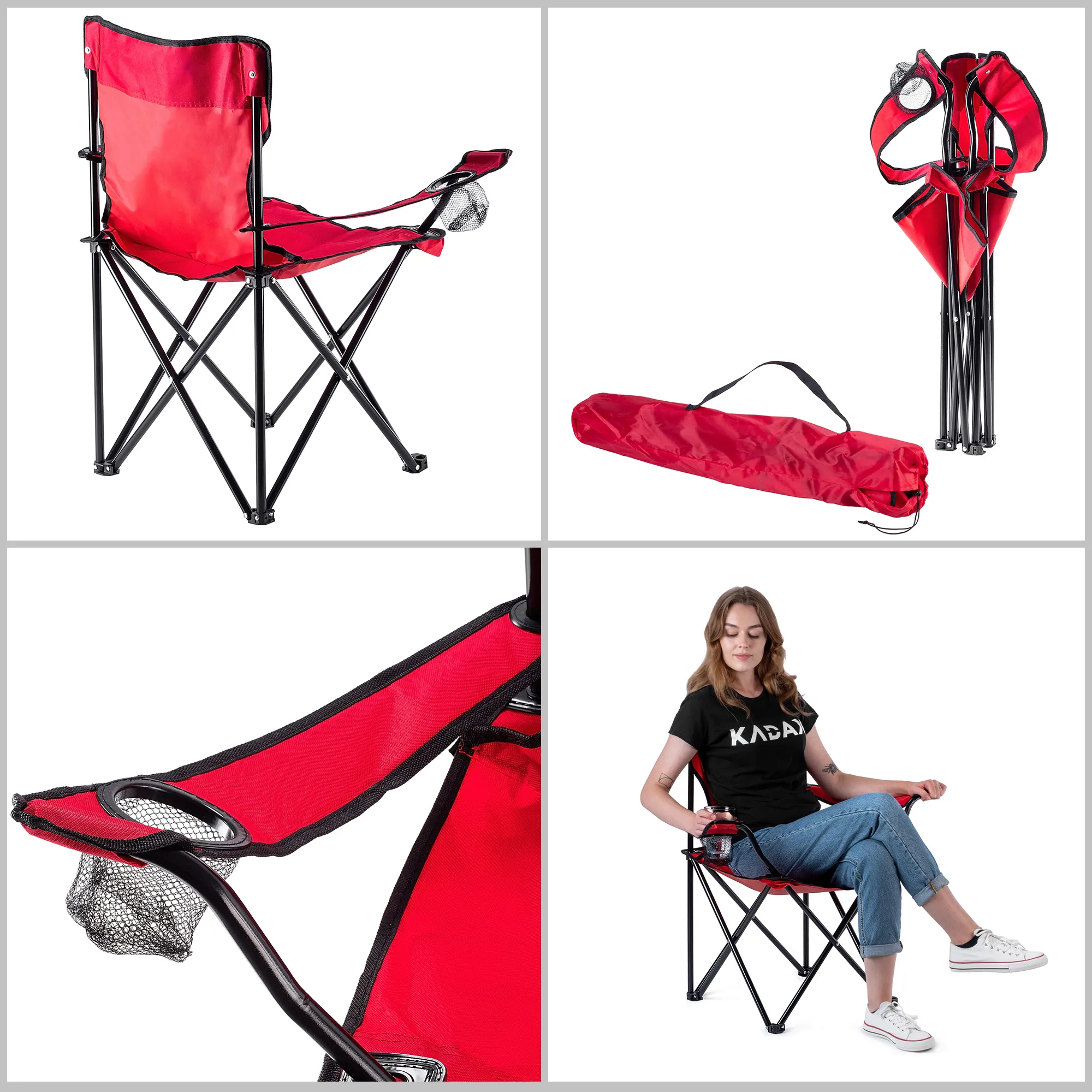 Sulankstoma žvejybinė kėdė 82 x 79 cm, raudona