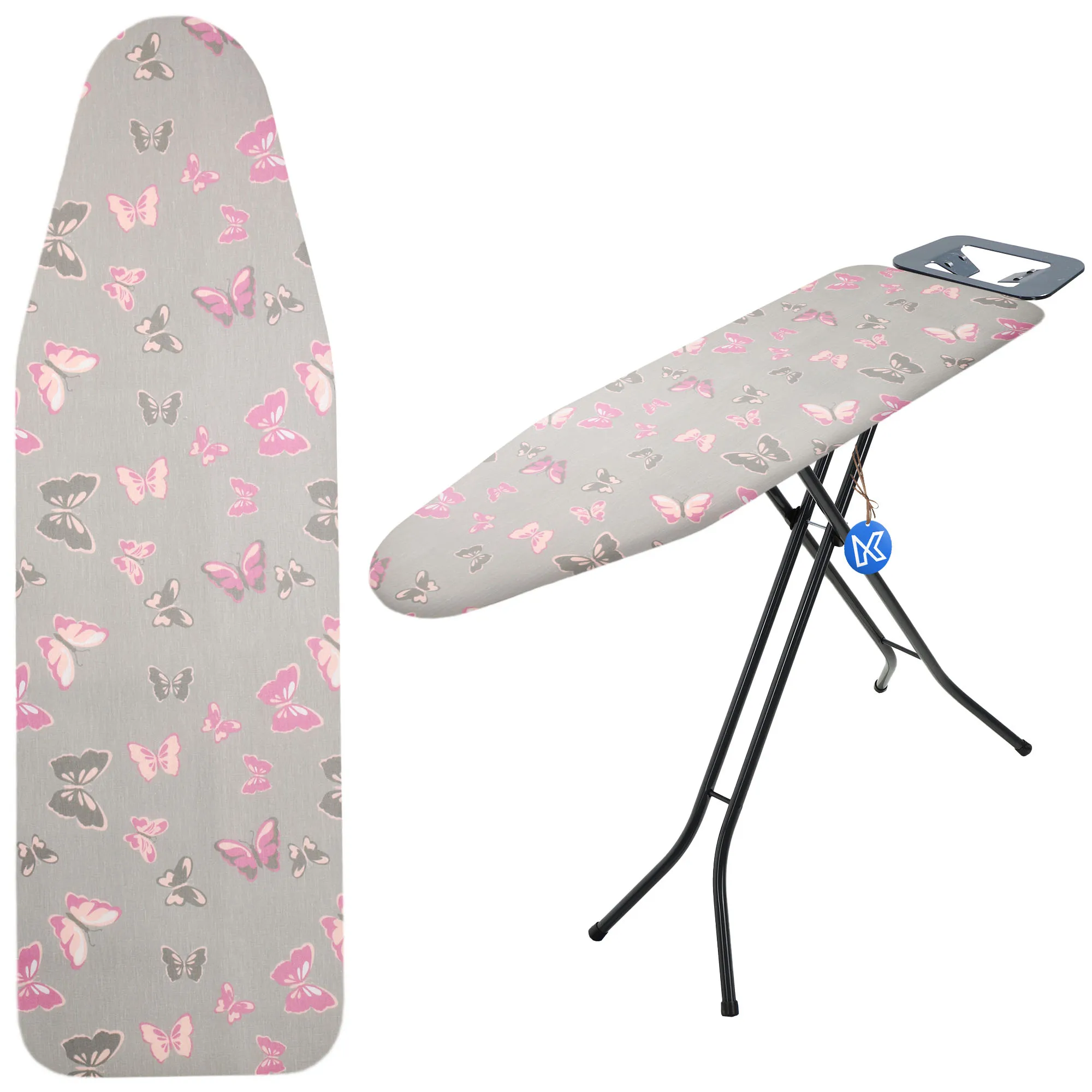 Viseu lyginimo lentos užvalkalas, tamprus, 115×40 cm, drugeliai