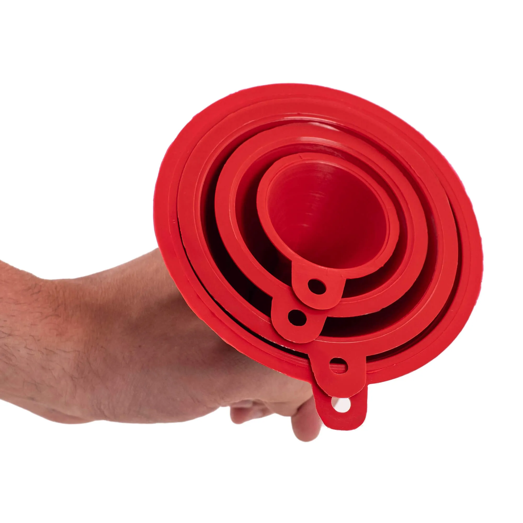 „Ranea“ universalus piltuvėlių rinkinys, raudonas, 4 vnt.