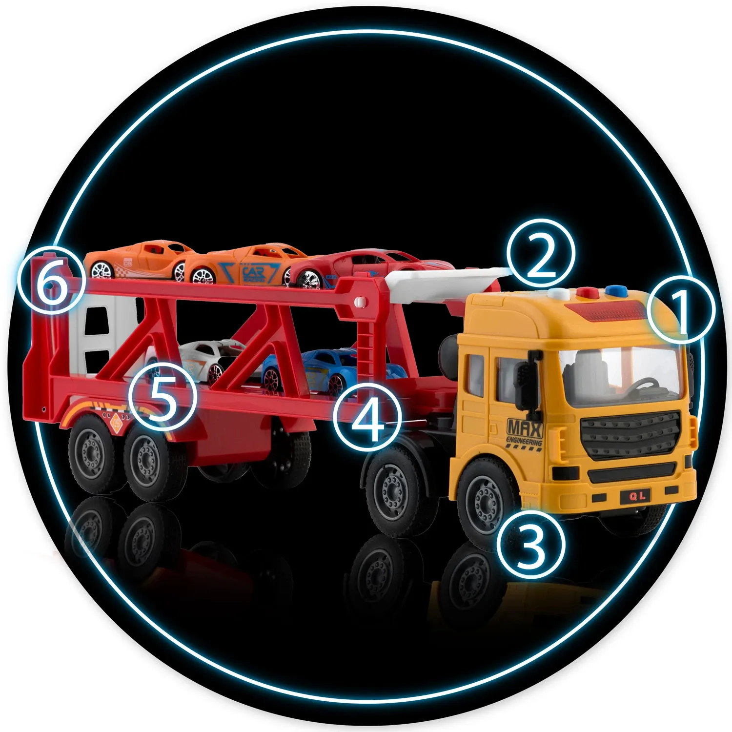 Edukacinis žaislinis sunkvežimis + 5 automobiliai RK-760 Ricokids - nuotrauka 1