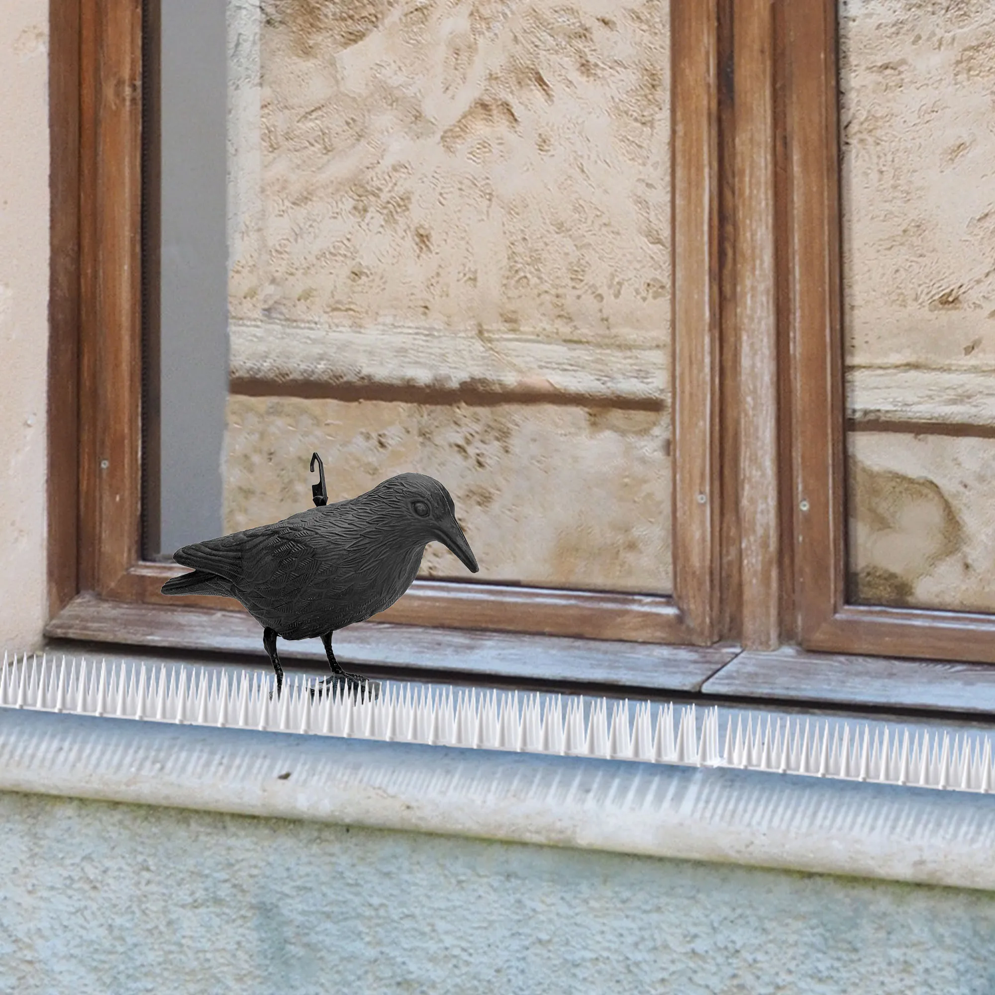 Plastikiniai paukščių spygliai 6 vnt., balti + varnos formos