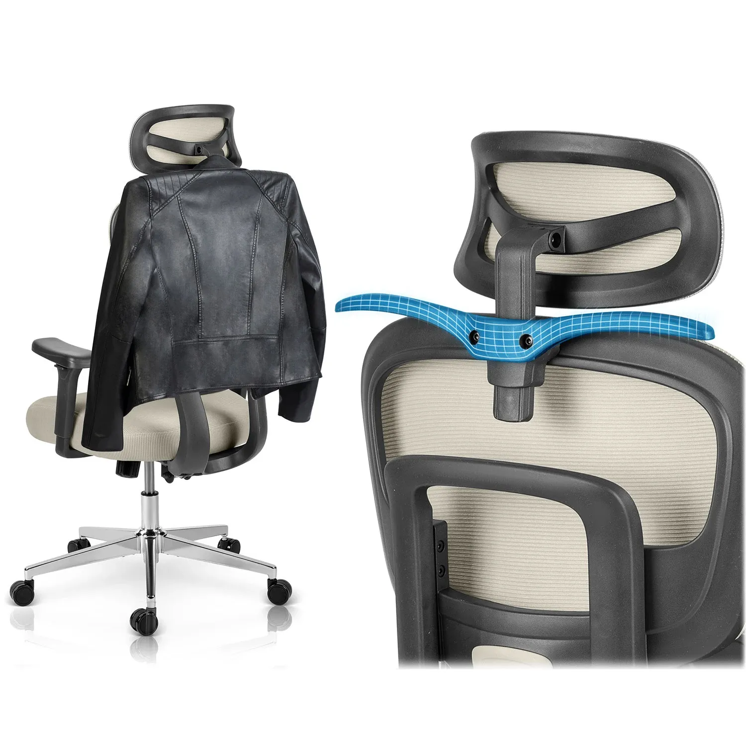 Sofotel Talin mikro tinklelio biuro kėdė – pilka - nuotrauka 1