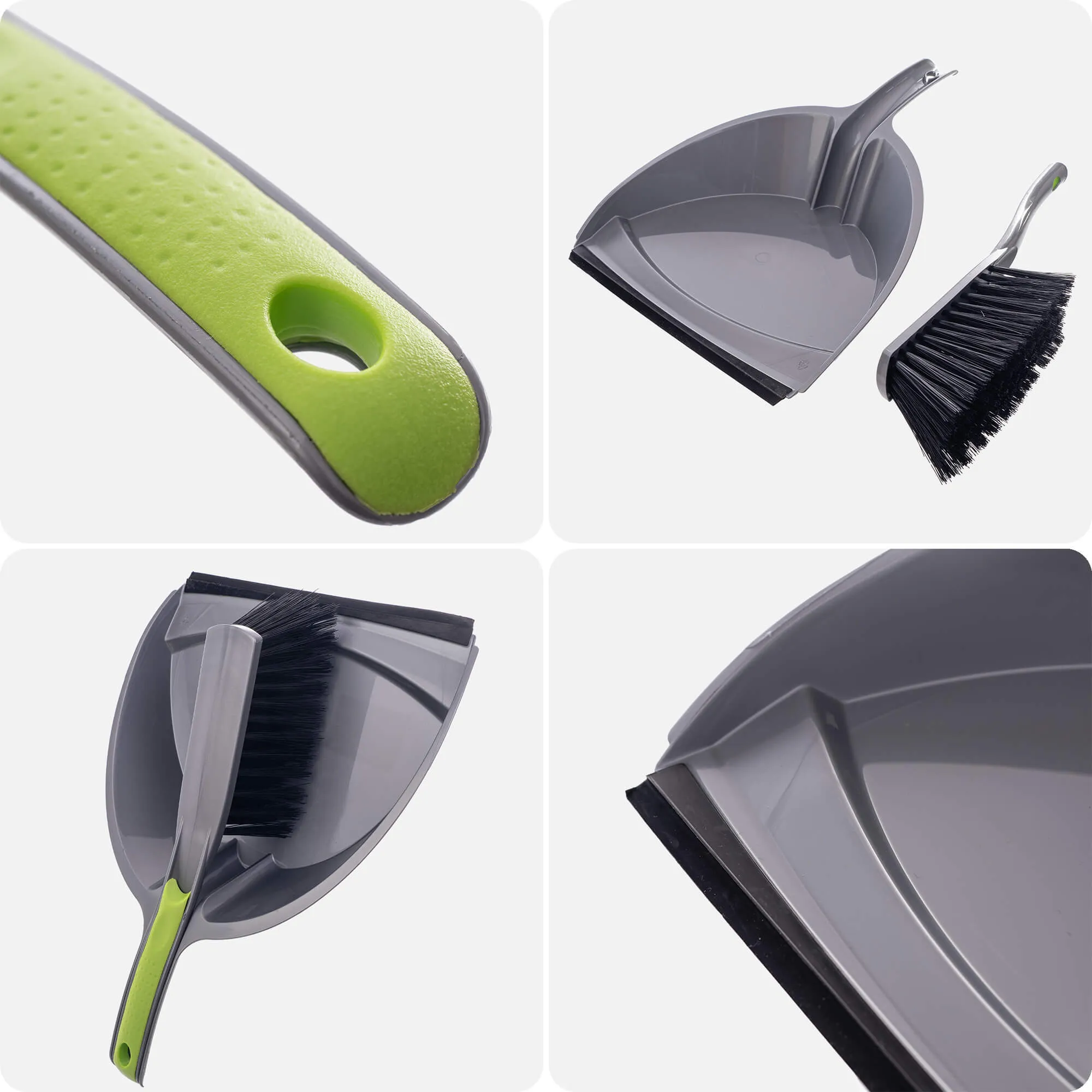 Amot 32 cm šluota ir semtuvėlis su žaliu kotu