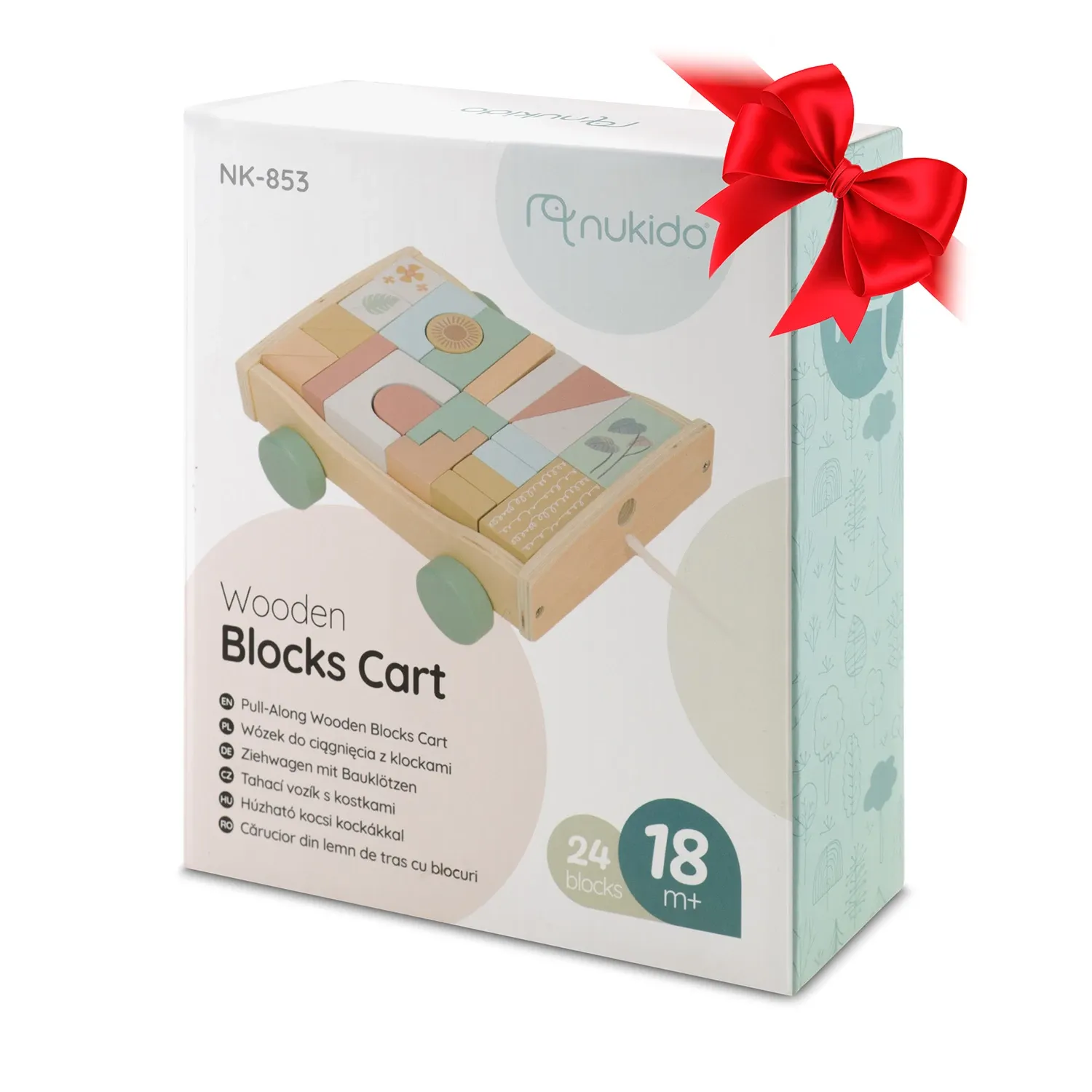 Medinis traukiamas žaislas su kaladėlėmis NK-853 Nukido - nuotrauka 1