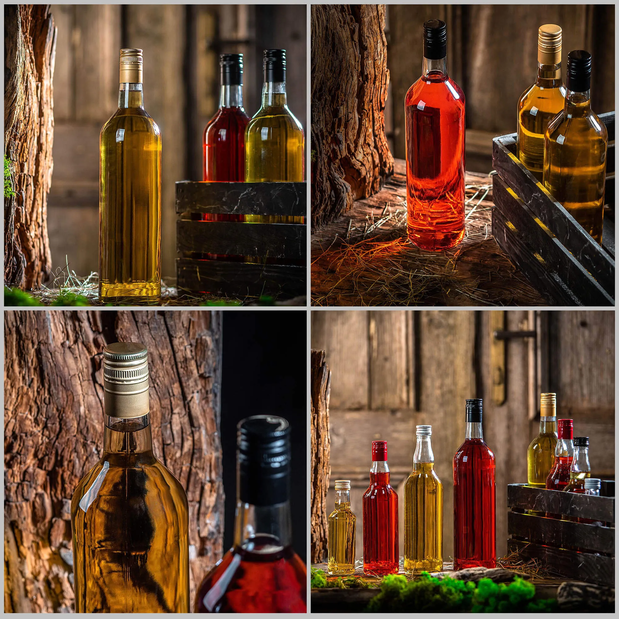 Monopol stikliniai buteliai 1000 ml su ilgu juodu dangteliu, 40 vnt.