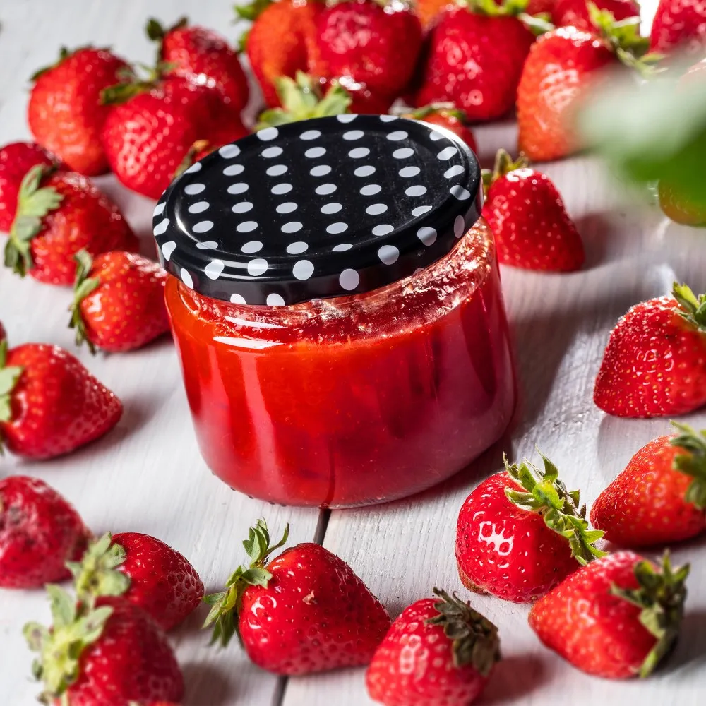 Metaliniai dangteliai Virbo stiklainiams, 10 vnt., 82 mm skersmens, „Black Grid“