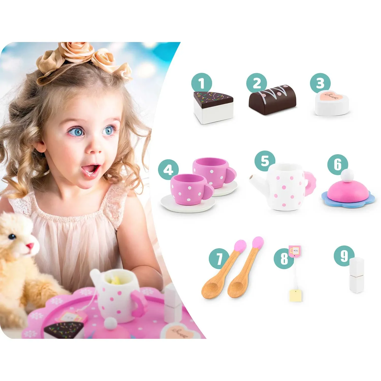 Medinis žaislinis arbatos rinkinys RK-869 Ricokids - nuotrauka 1