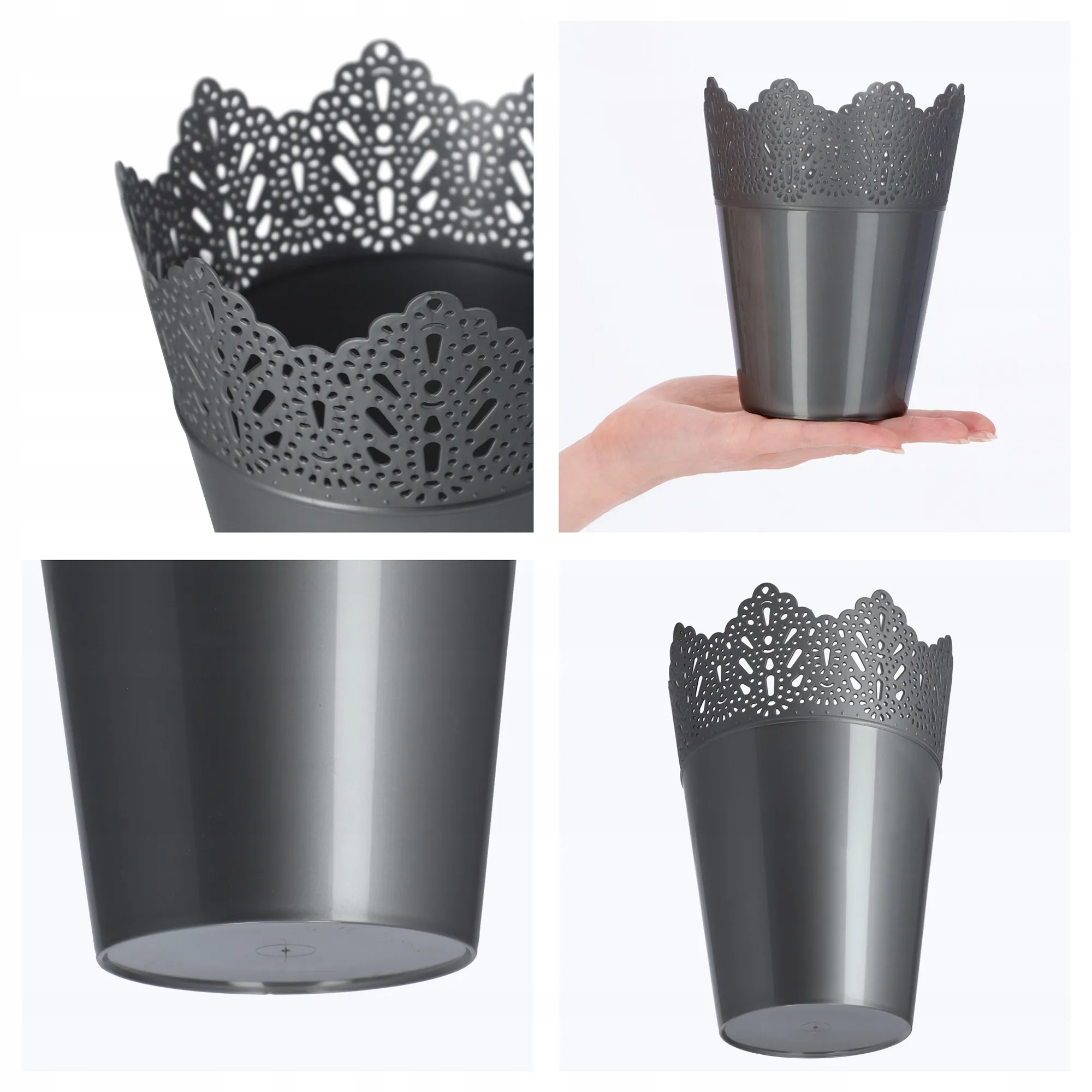 Calade gėlių vazonas su nėriniais 12 x 15 cm