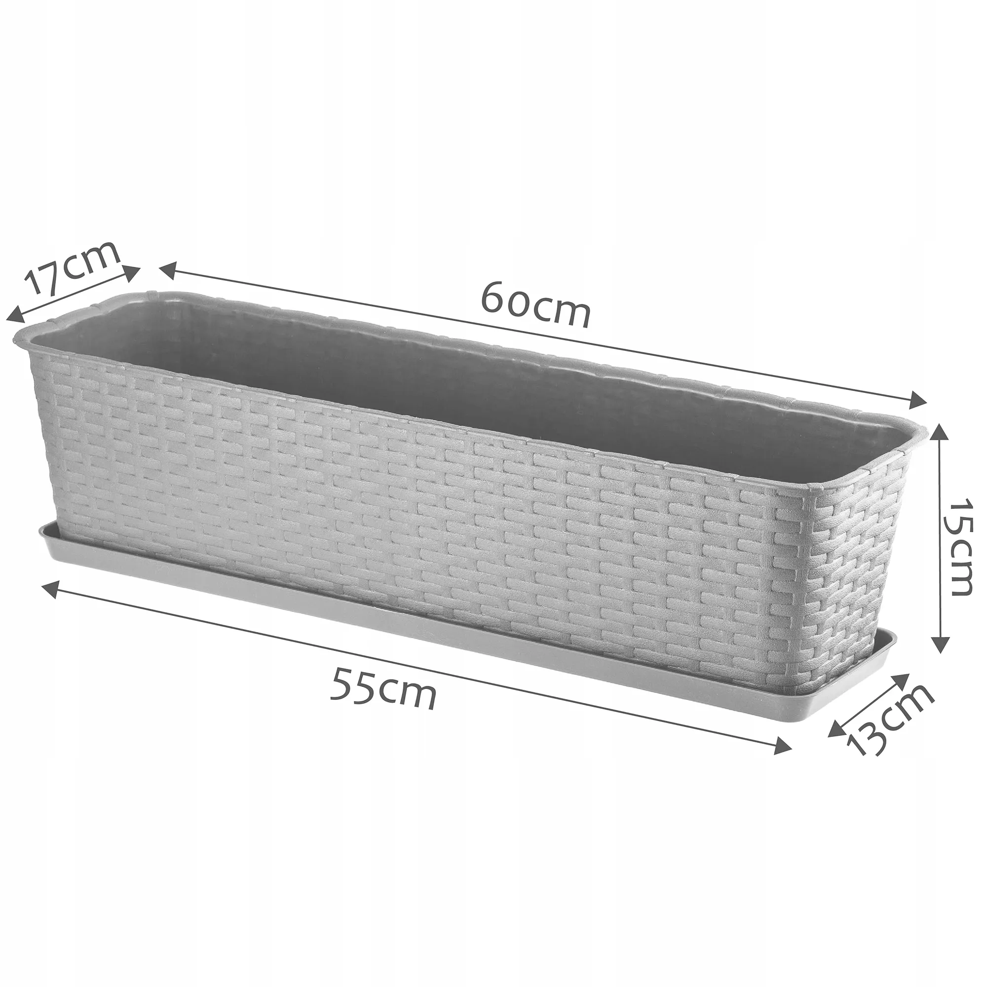 Balkono gėlių vazono stovas 60 cm pilkas
