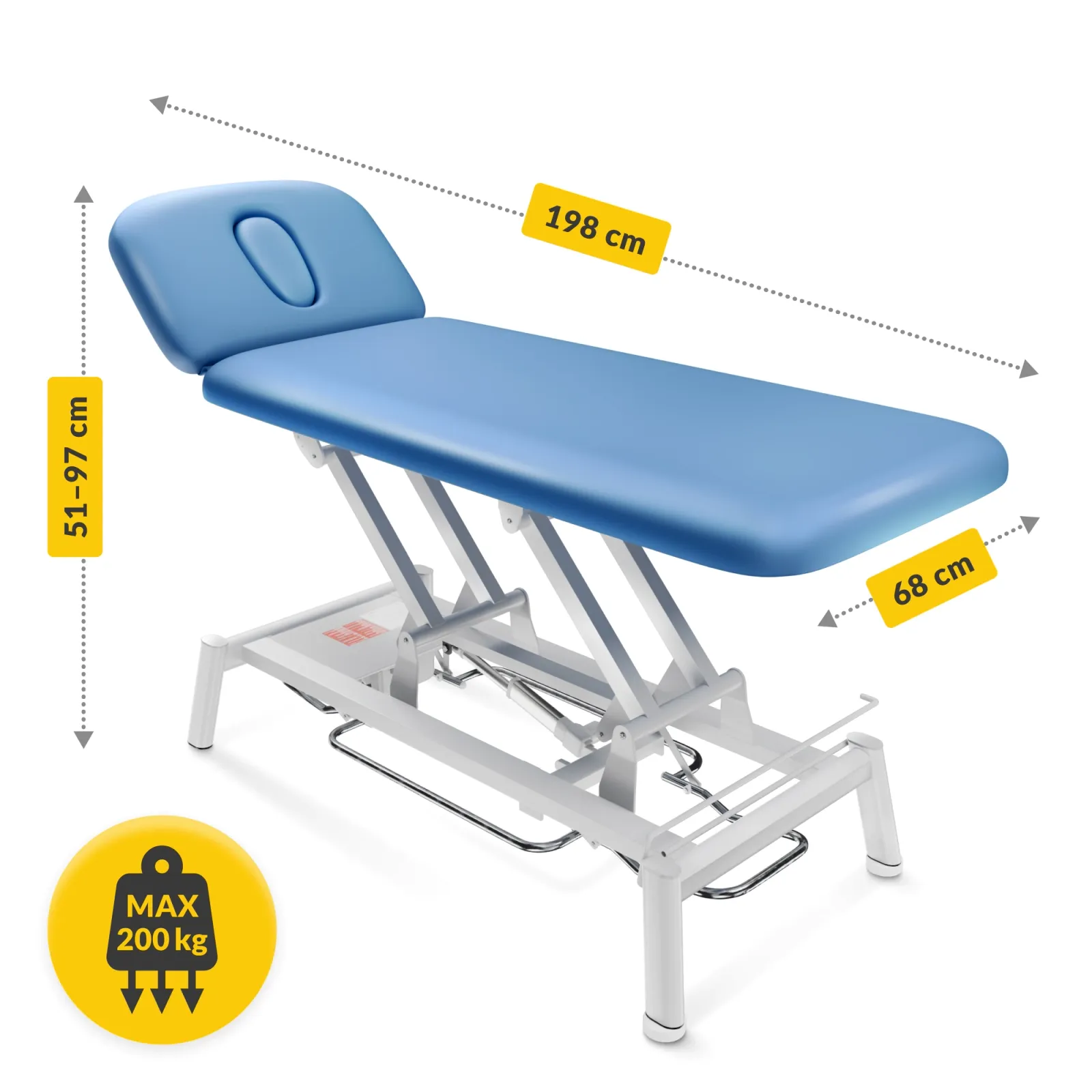 PURE mėlynas elektrinis masažo ir reabilitacijos stalas