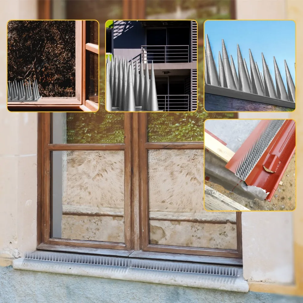 „Arcas“ plastikiniai paukščių apsaugos smaigai, sidabriniai, 12 vnt.