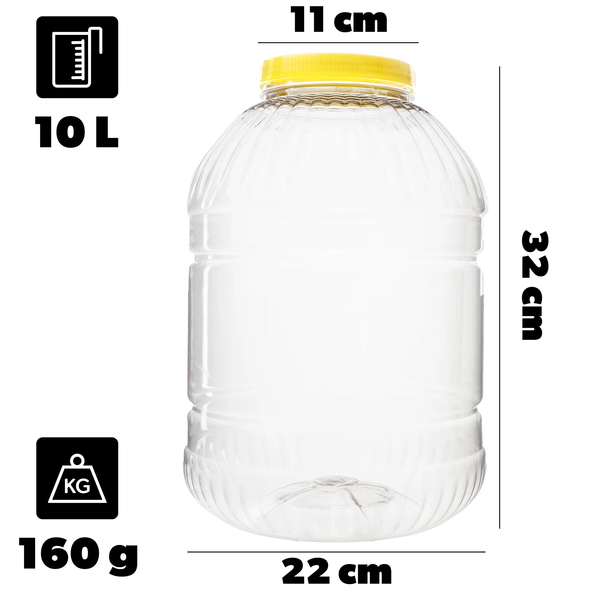 10 litrų geltonas plastikinis indas