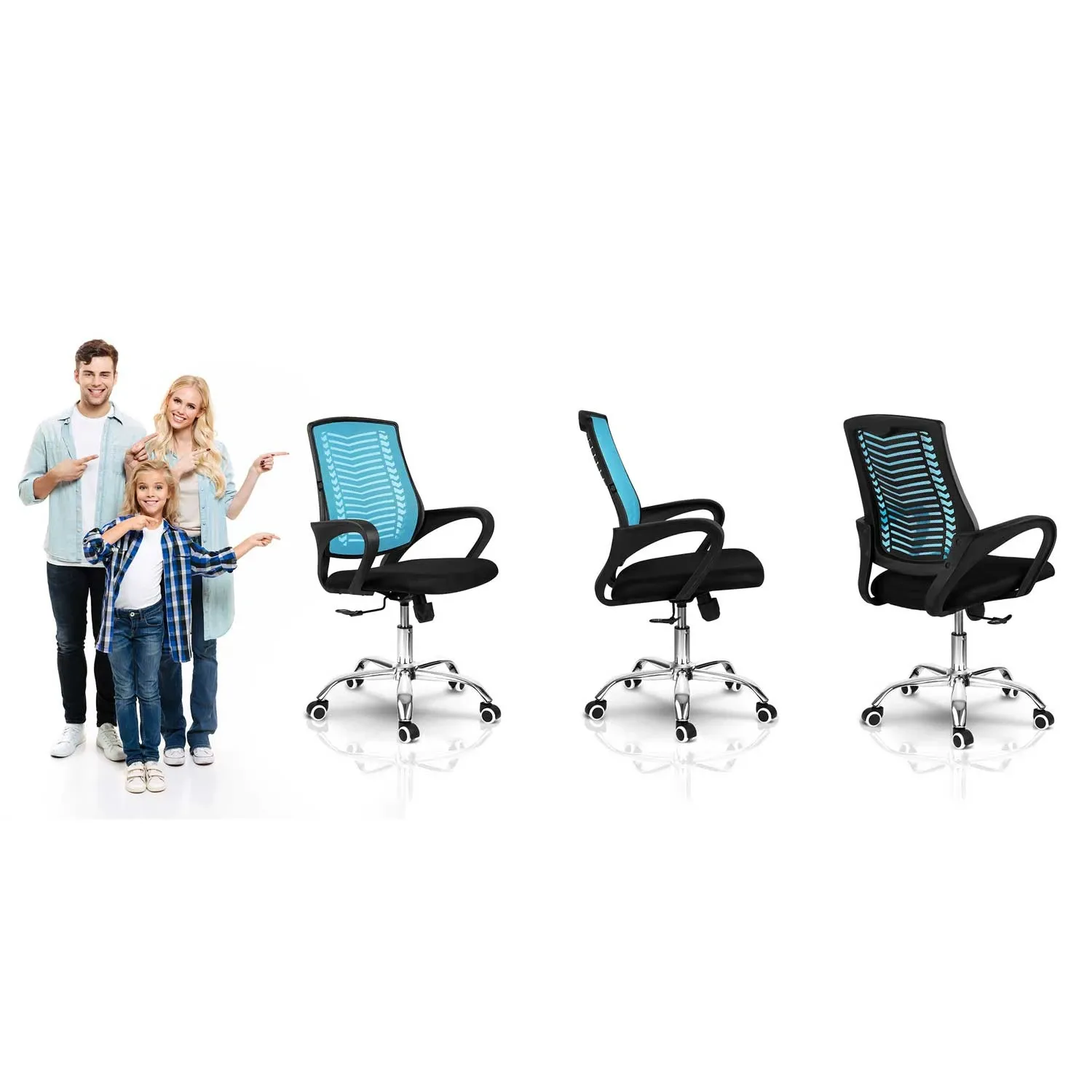 Sofotel Denar mikro tinklelio biuro kėdė, mėlyna - nuotrauka 1