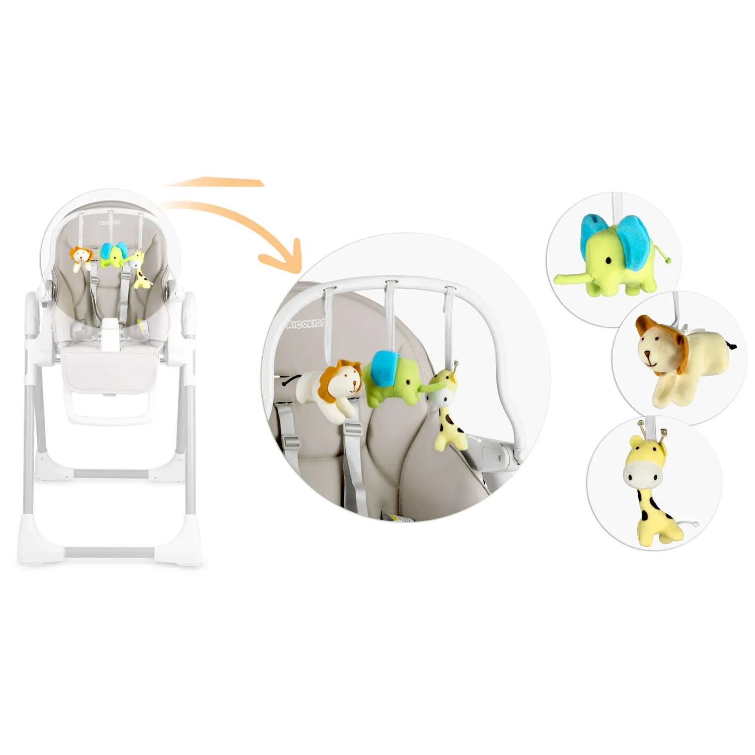 Maitinimo kėdutė su staliuku, Belo šokdynė, pilka + apsauginis lankelis - nuotrauka 1