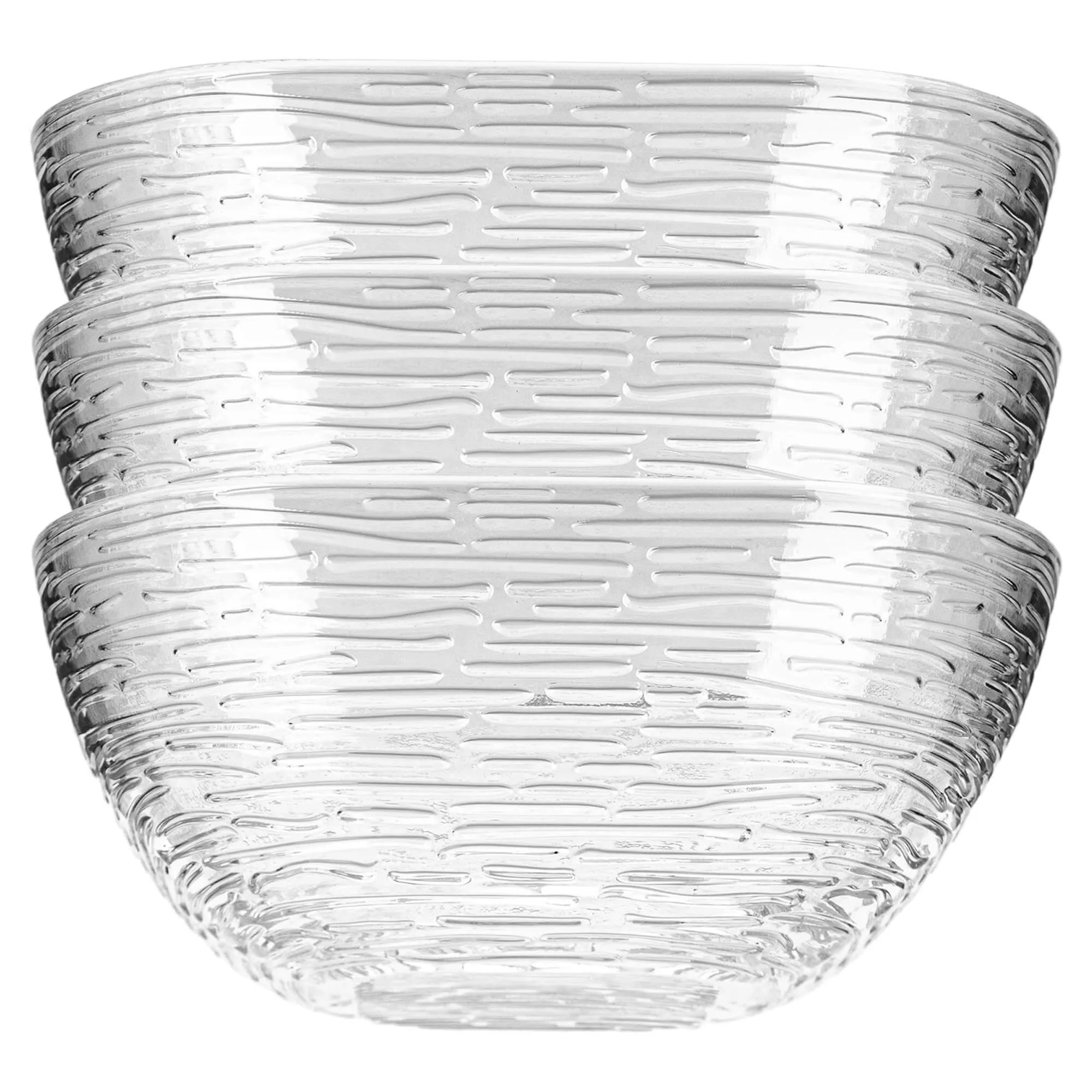 Venosa stikliniai salotų dubenėliai, 20 cm, žievės rašto, 3 vnt.