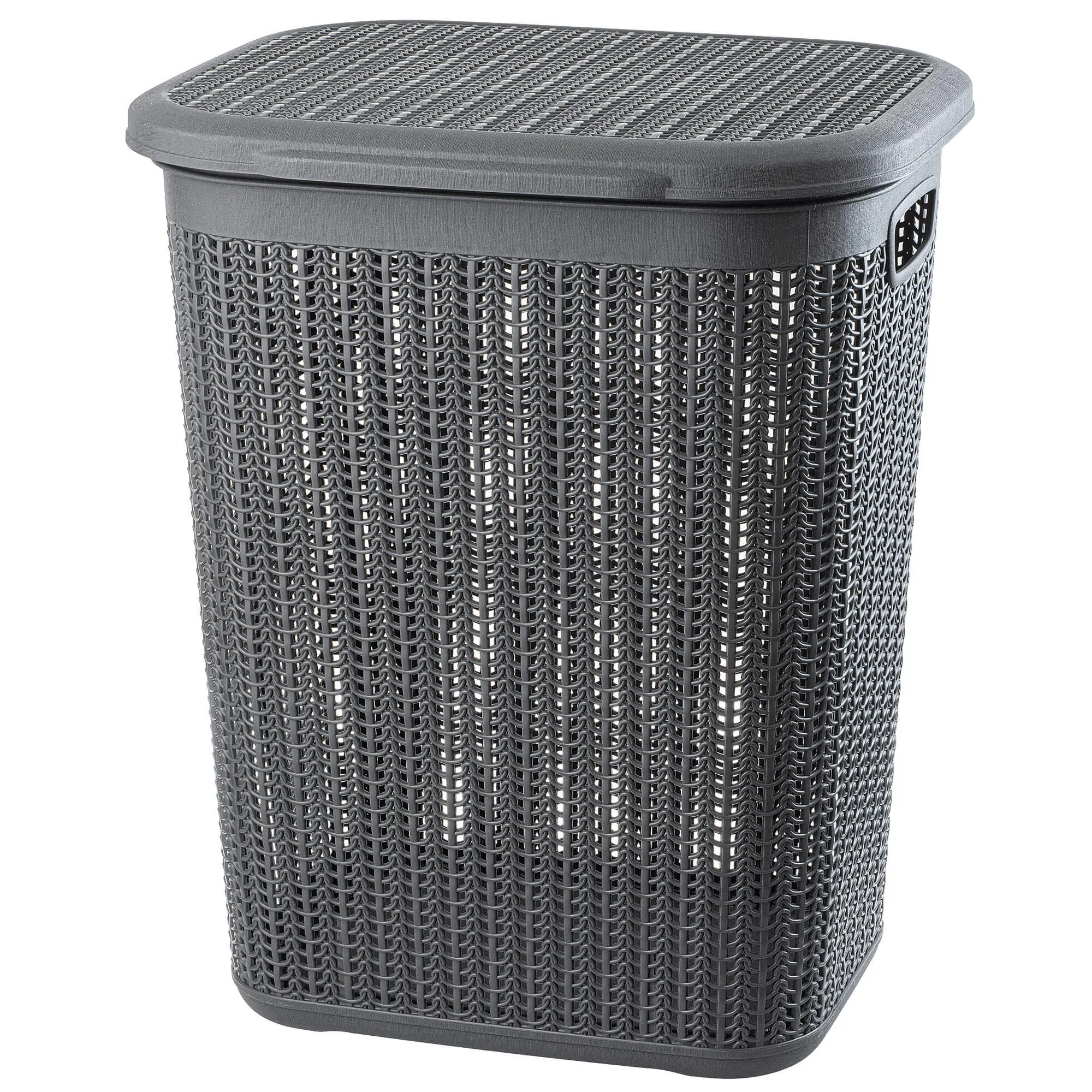 „Mera“ 50 litrų grafito skalbinių krepšys su dangčiu