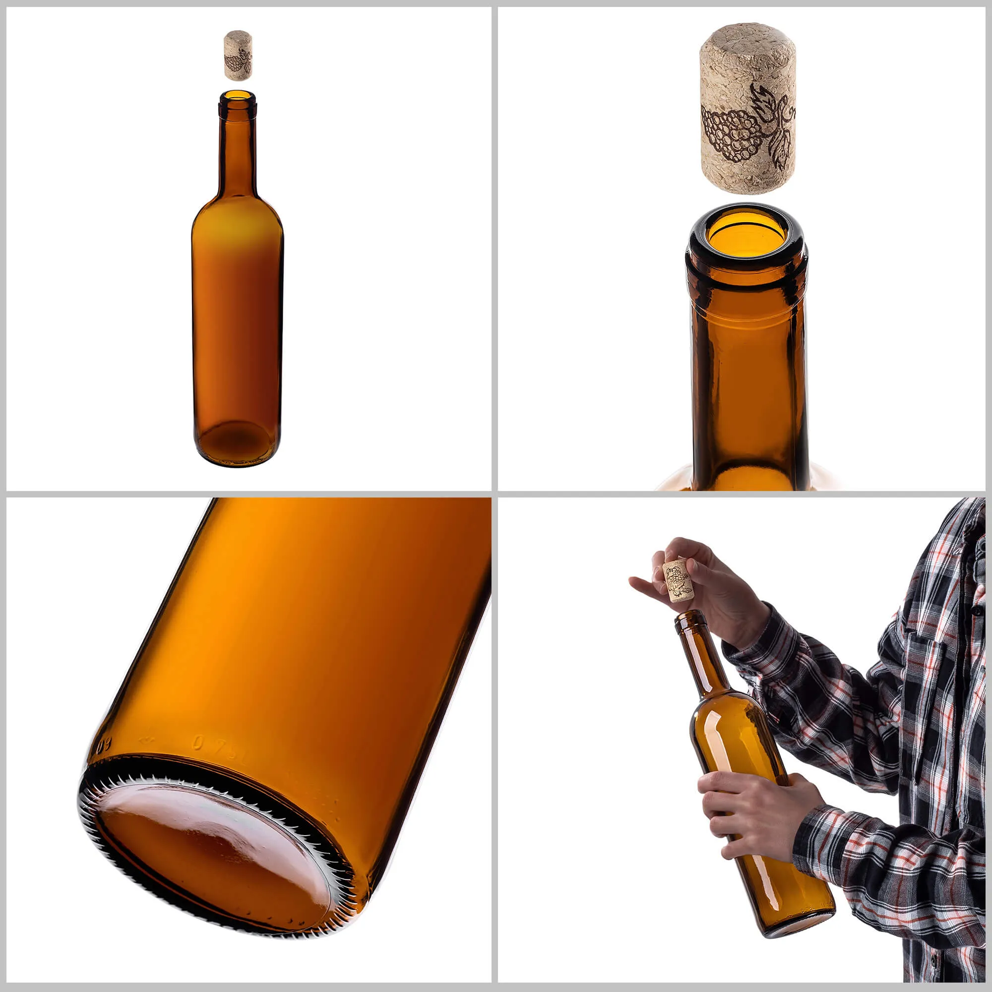 Biagio vyno butelis 750 ml rudas su aglomeruotu kamščiu 1 vnt.