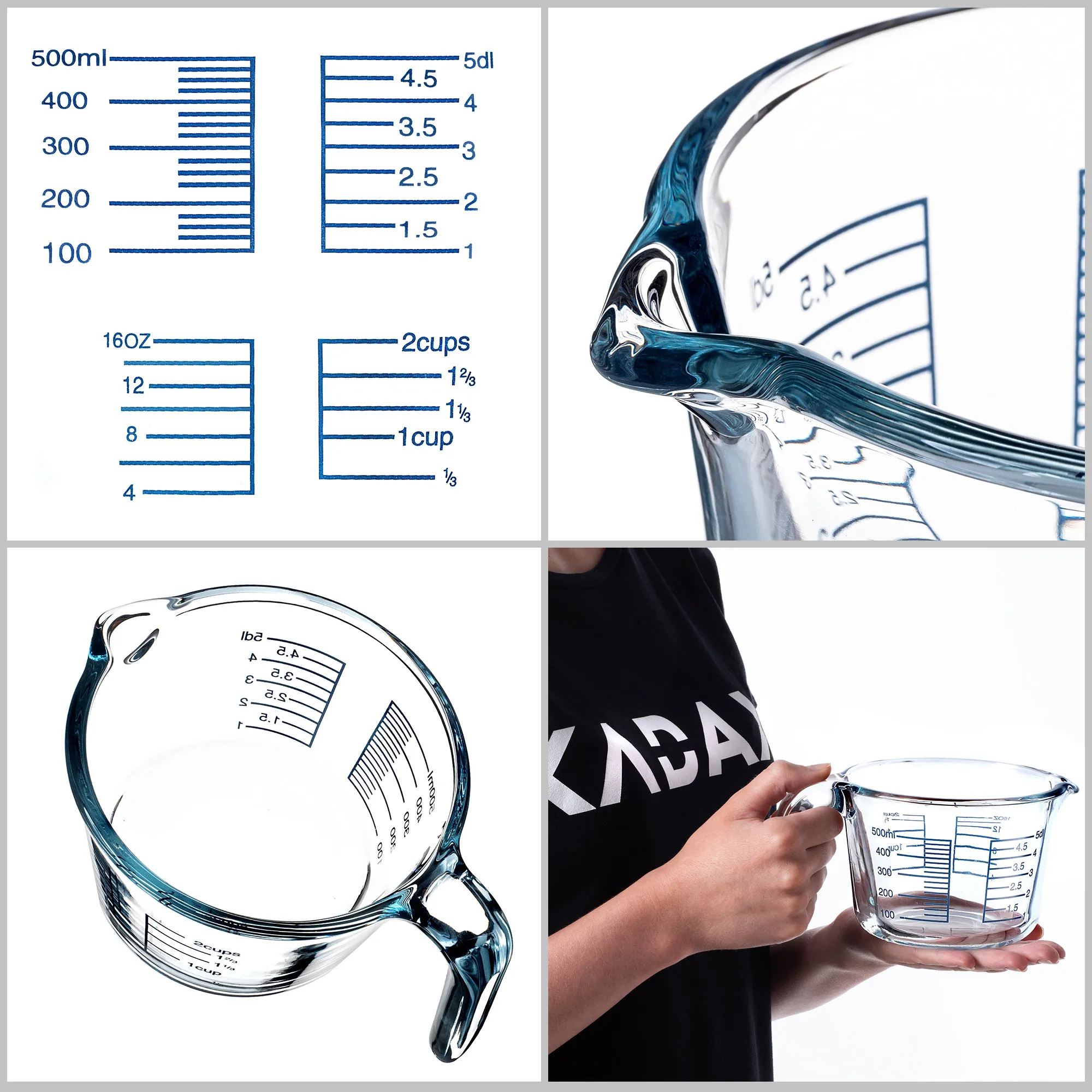 Autol 500 ml stiklinis matavimo puodelis su gradacija
