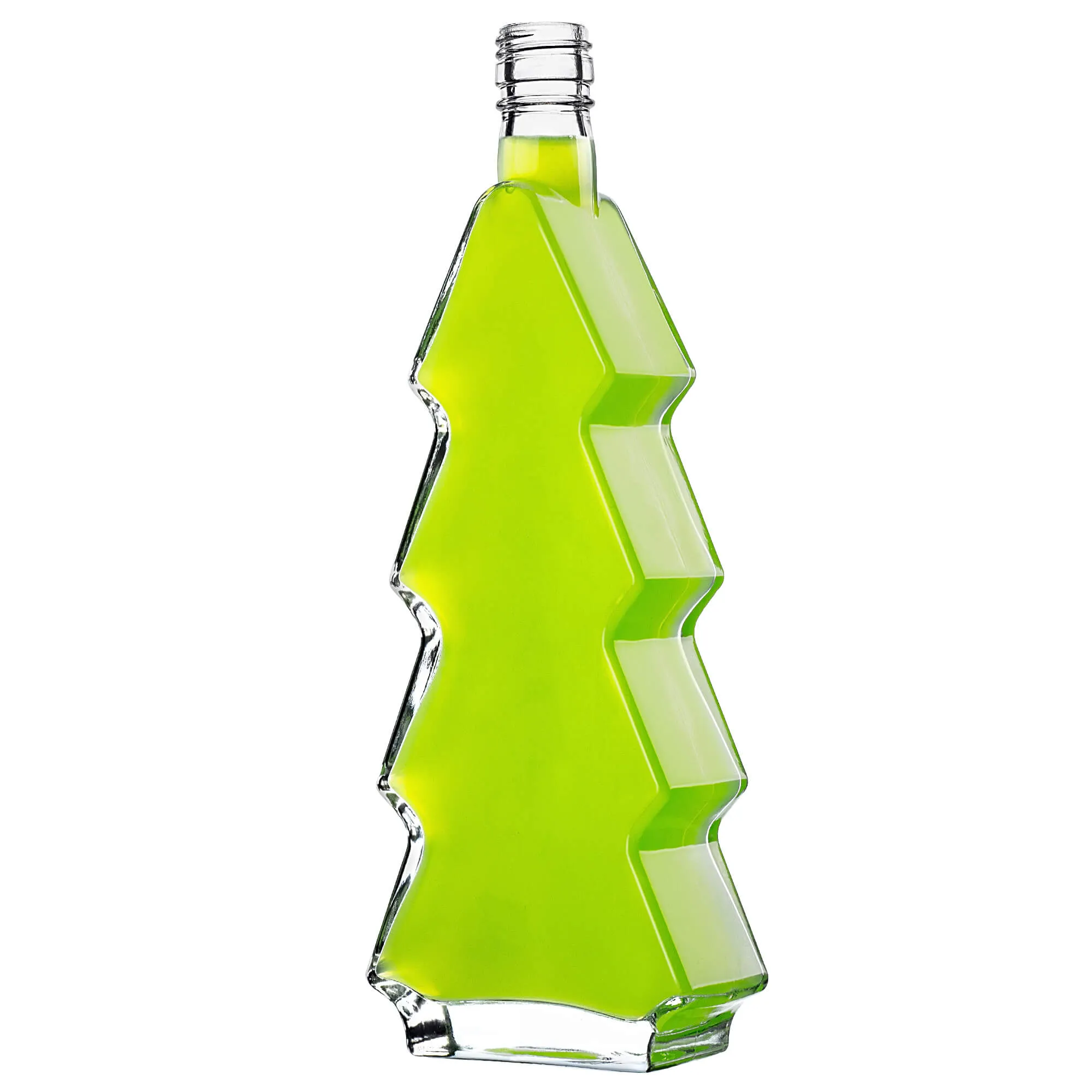 Enna kalėdinės eglutės formos stiklinis butelis 500 ml su tamsiai mėlynu dangteliu 1 vnt.