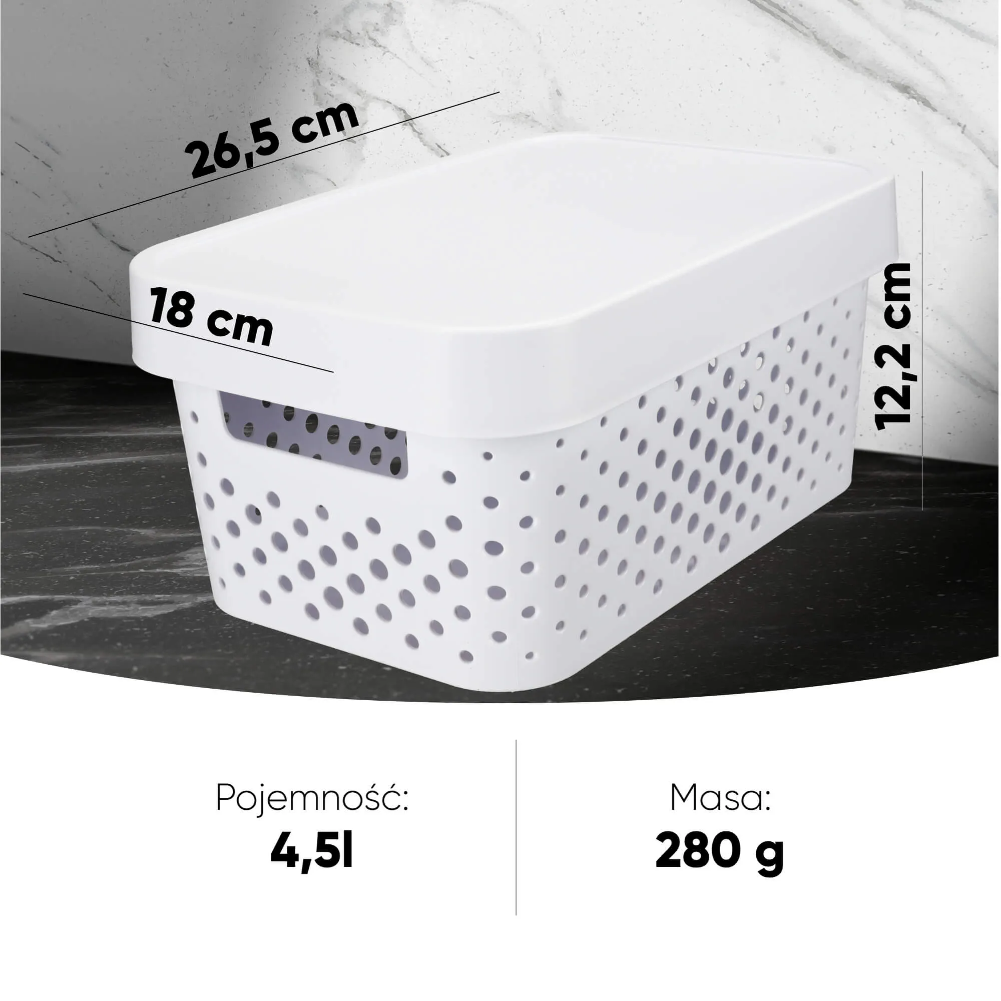 „Infinity Curver“ 4,5 l ažūrinis indas su dangteliu, baltas