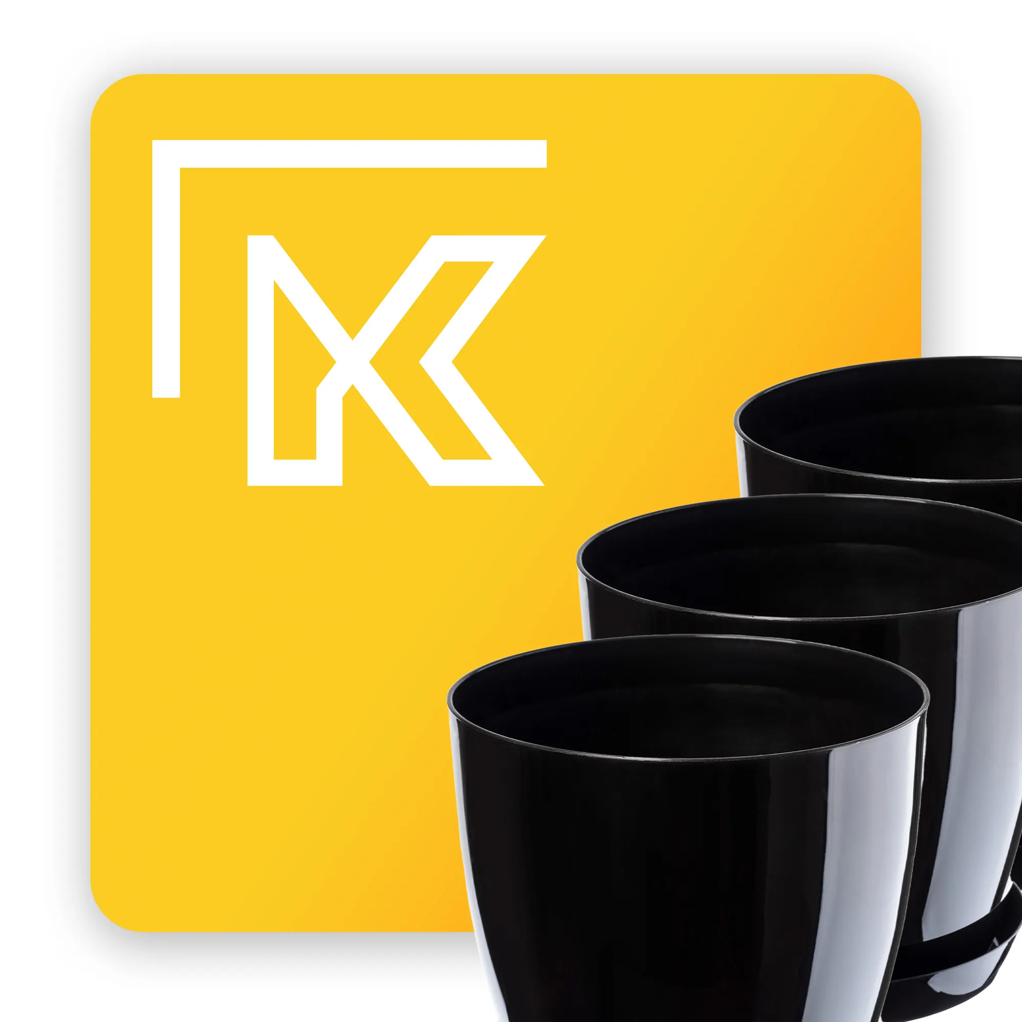 Agen vazonas su lėkštute, juodas, 18 cm, 3 vnt.