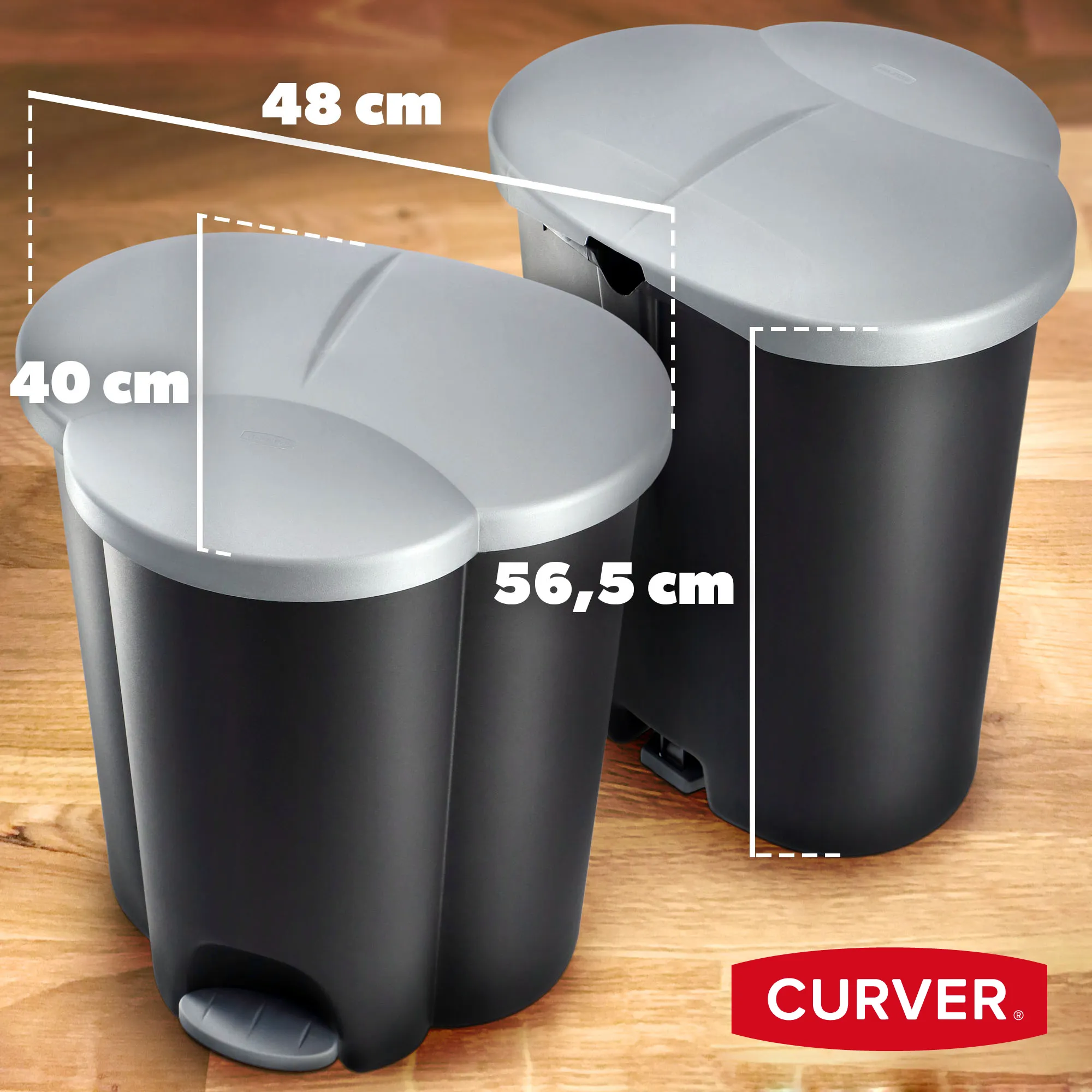 „Curver Trio“ 40 l talpos juoda atliekų rūšiavimo dėžė