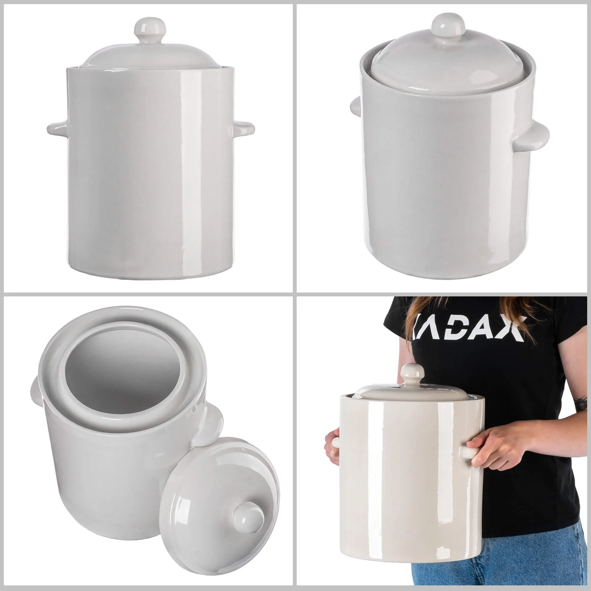 Athena 10 l sandarus keraminis puodas su kreminiu dangčiu