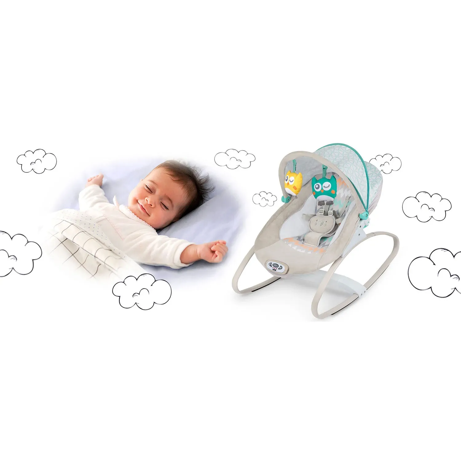 Ricokids šokinėjimo lovelė su vibracija ir muzika - pilka - nuotrauka 1