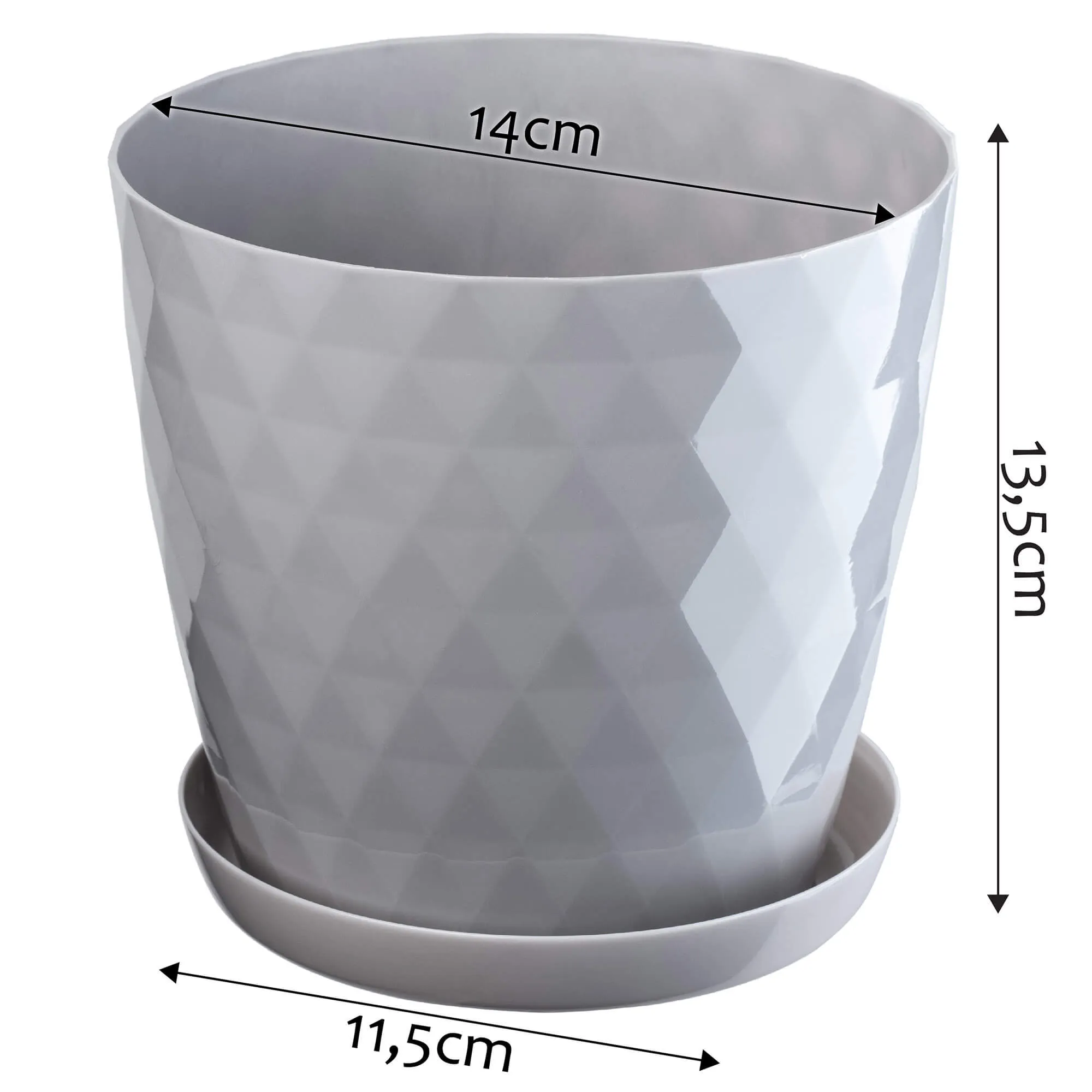 Gėlių vazonas su lėkštute 14 cm