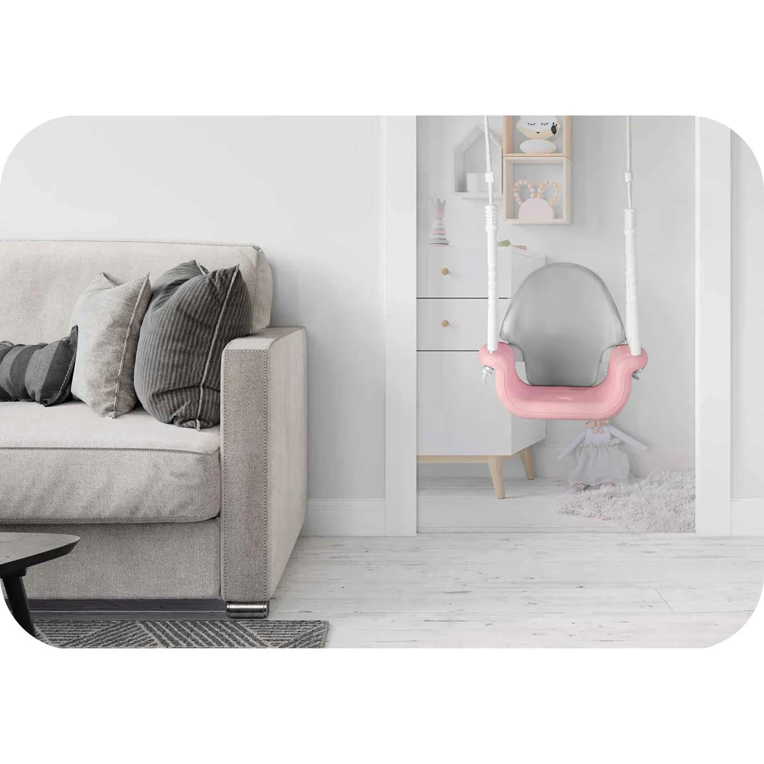 Ricokids 3 viename meškiuko kibirėlio sūpynės, rožinės - nuotrauka 1