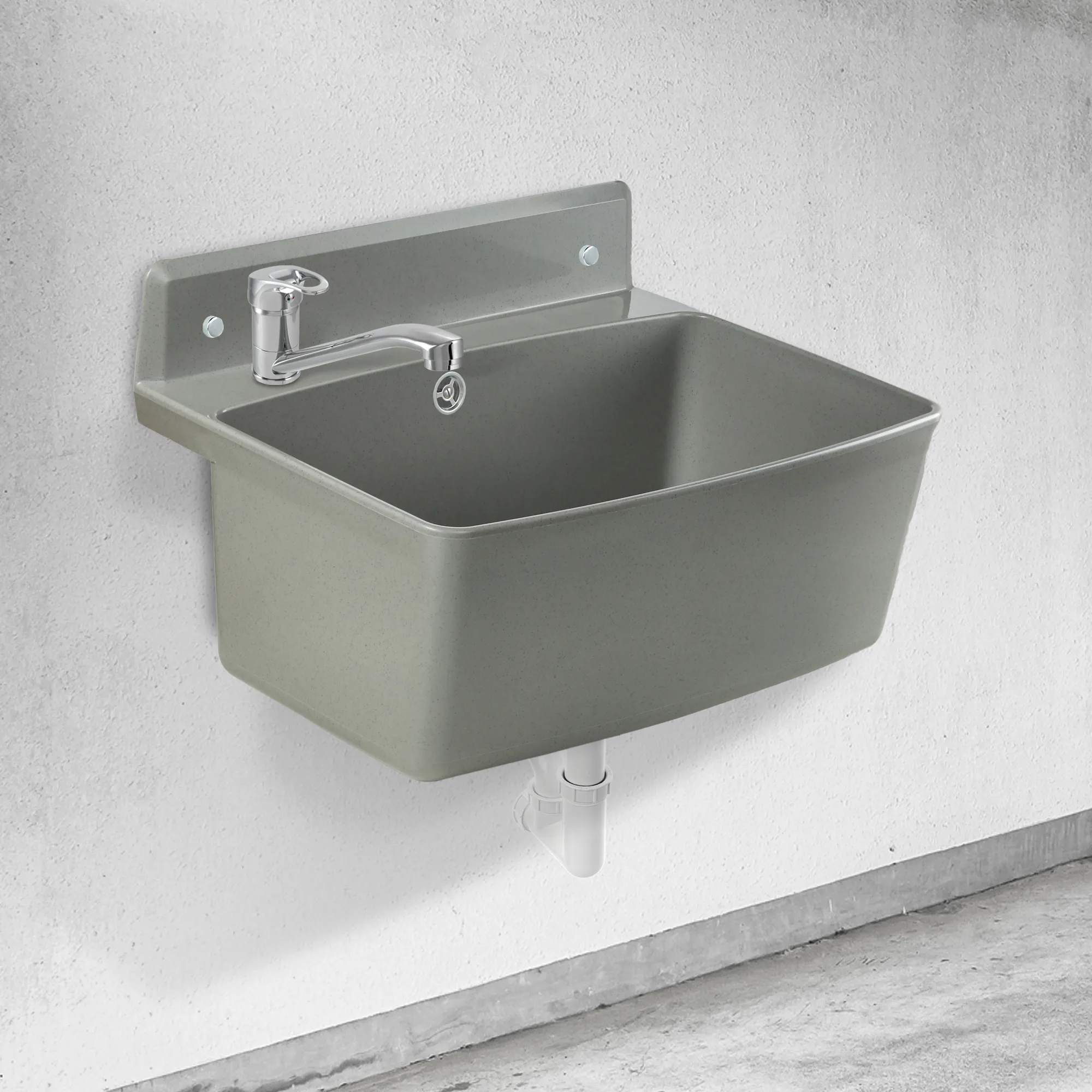 Gospo XXL pilka kriauklė su stovinčiu maišytuvu