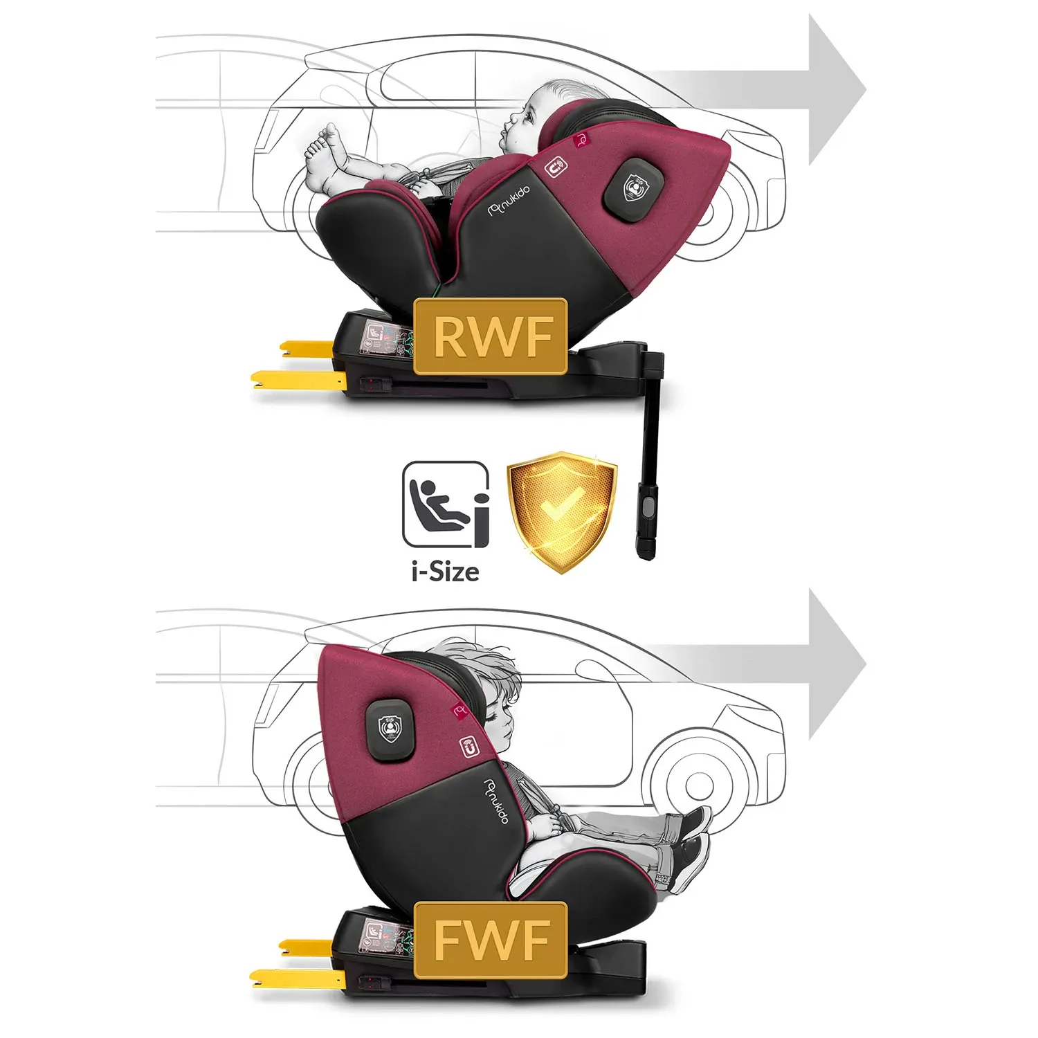 „Nukido Prestige Line“ juodos ir rožinės spalvos automobilinė kėdutė, 0-36 kg, ISOFIX - nuotrauka 1