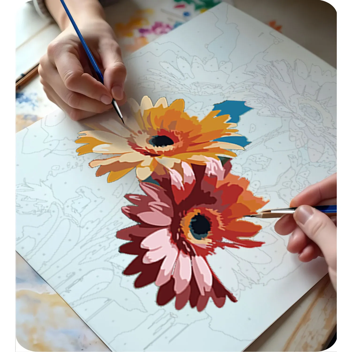 Paveikslas, tapytas skaičiais, 40x50 cm, Massido Flowers - nuotrauka 1