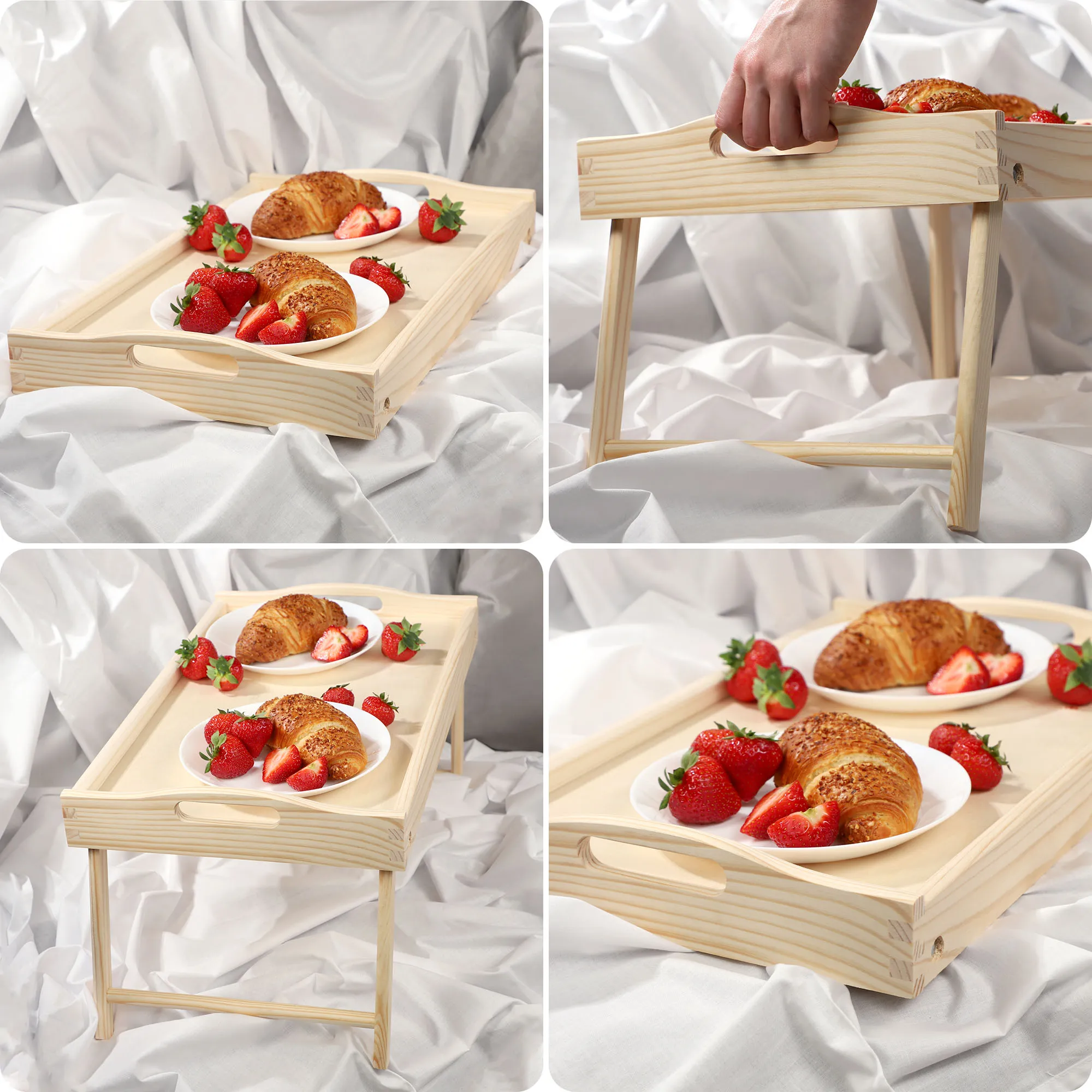 „Solia“ pusryčių stalas, nešiojamam kompiuteriui, 50 cm, natūralus