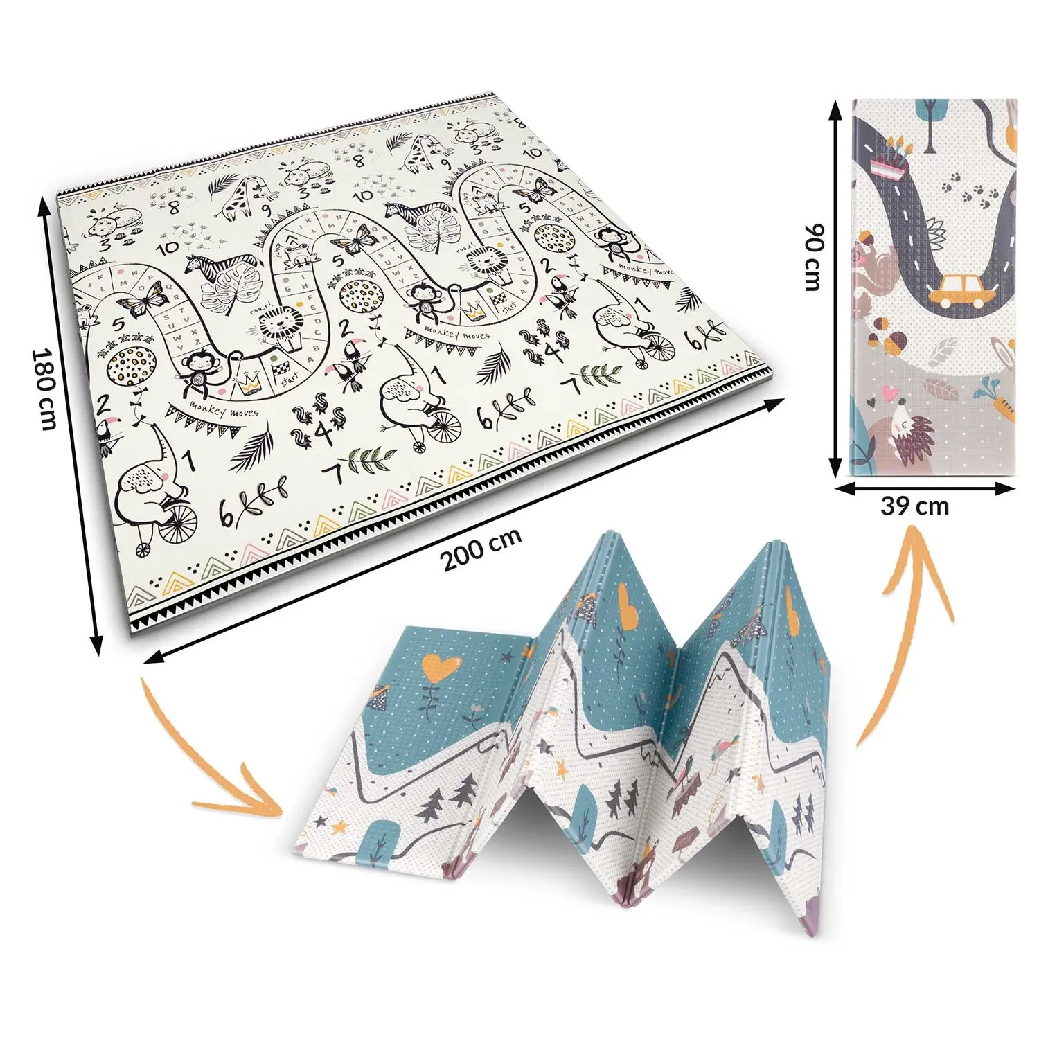 Sulankstomas edukacinis putplasčio kilimėlis 200 x 180 x 1 cm Nukido NK-340 - nuotrauka 1