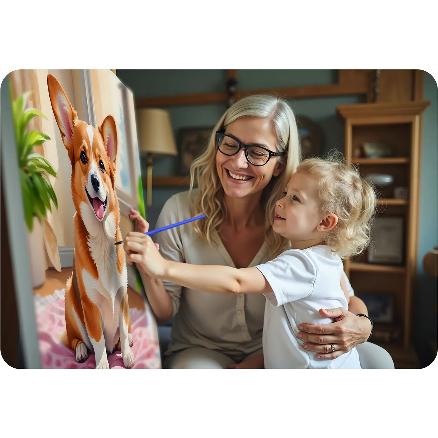 Paveikslas, tapytas pagal skaičius, 40x50 cm, Massido Corgi šuo - nuotrauka 1