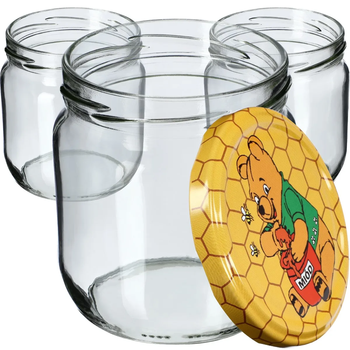 Salla konservavimo stiklainiai 425 ml, 12 vnt., 82 mm + dangteliai su medumi