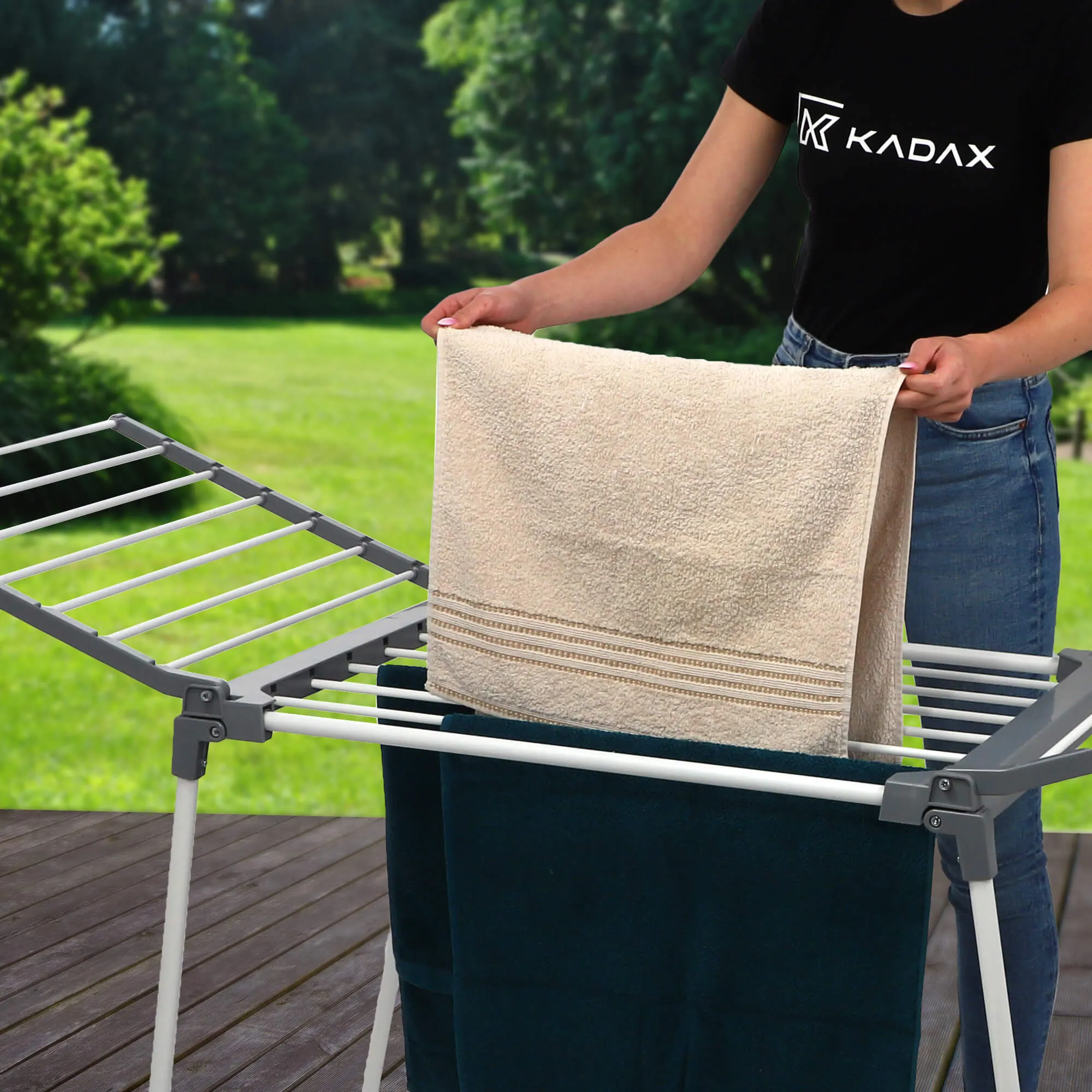 „Egen“ sulankstoma laisvai pastatoma drabužių džiovyklė, pilka, 170 cm