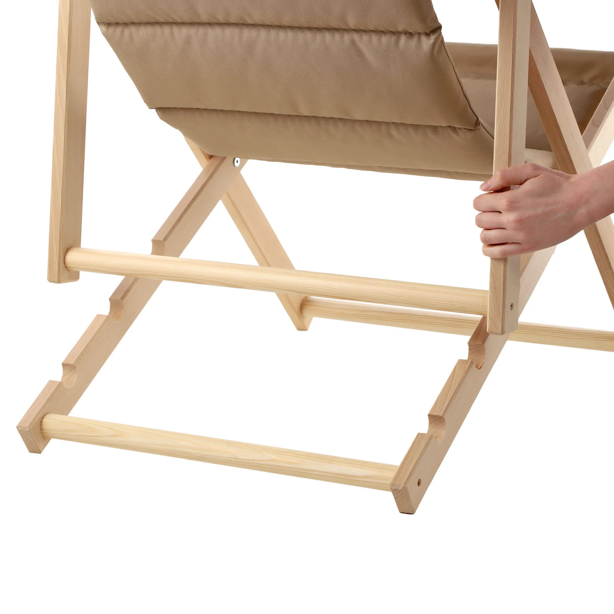 Troia paplūdimio gultas su pagalvėle, kapučino spalvos