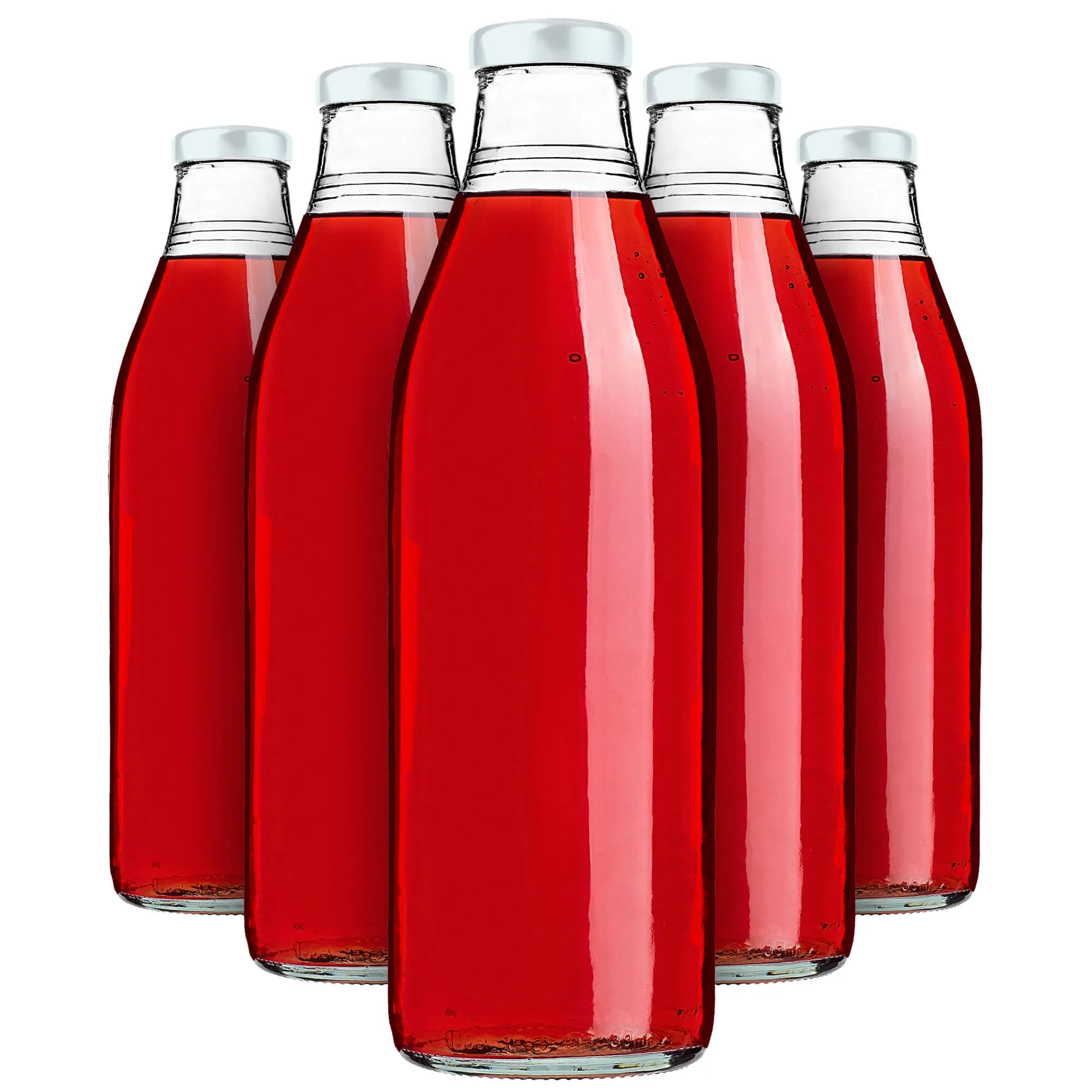 Arvigo 1 l stiklinis sulčių butelis su baltu dangteliu, 20 vnt.